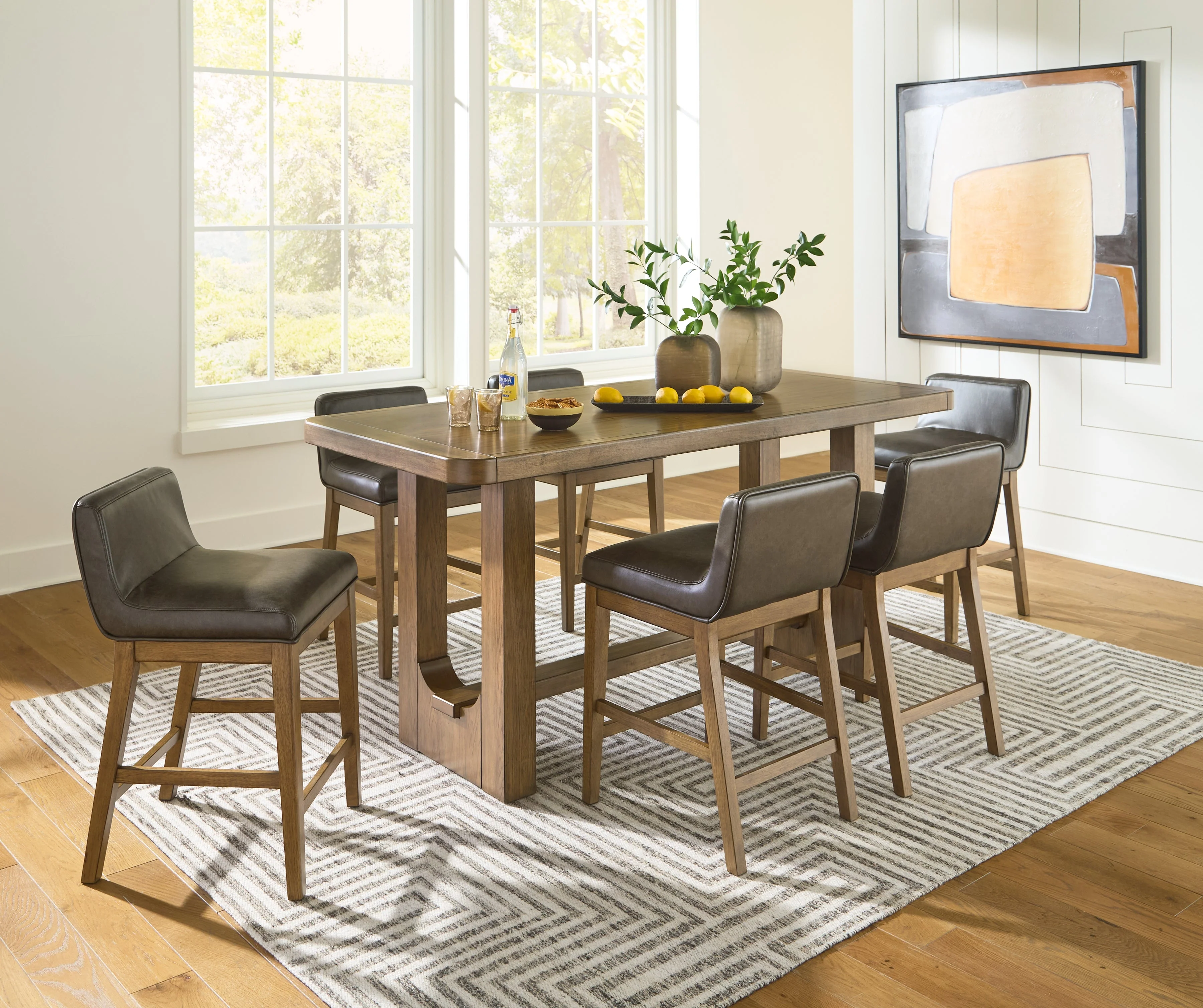 Cabalynn Light Brown Counter Height Dining Table and 6 Barstools - Image 3