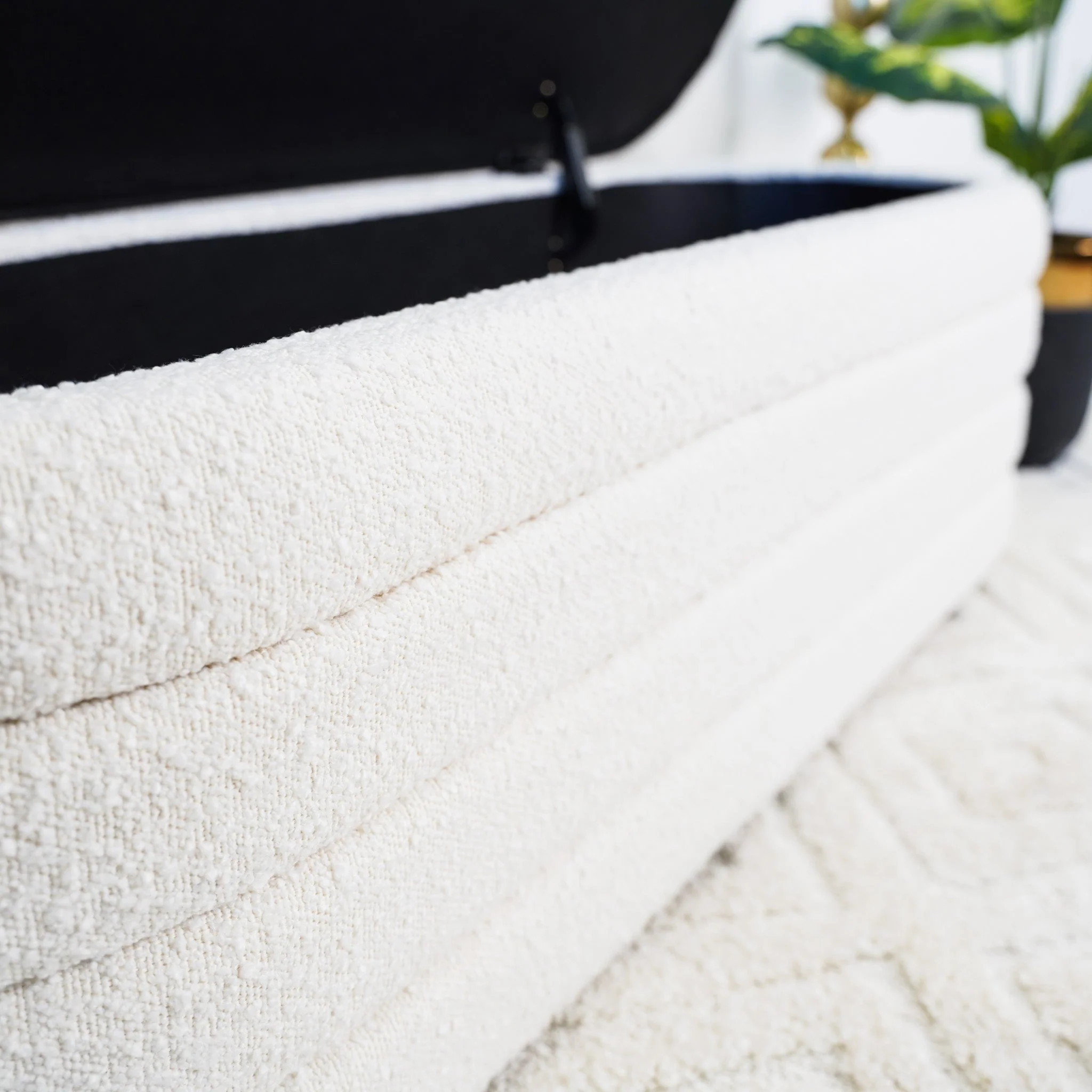 Cabana White Boucle Bench w/Storage - Image 6