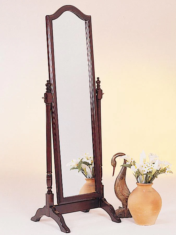 Cabot Merlot Rectangular Cheval Mirror with Arched Top