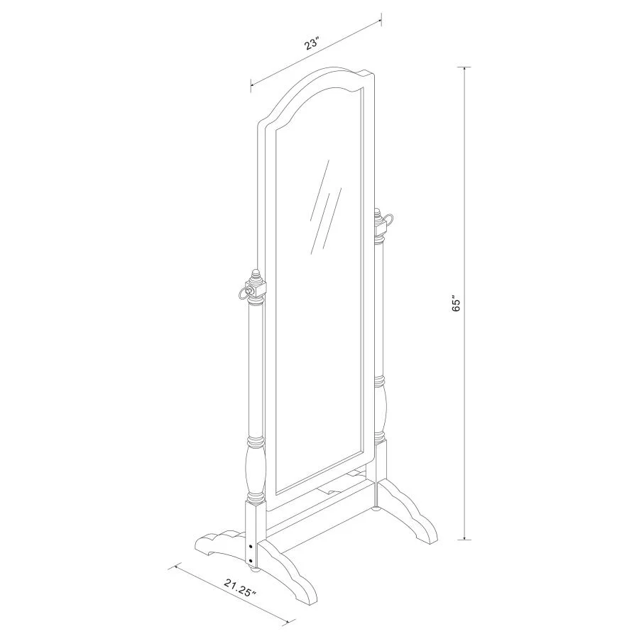 Cabot Merlot Rectangular Cheval Mirror with Arched Top - Image 4