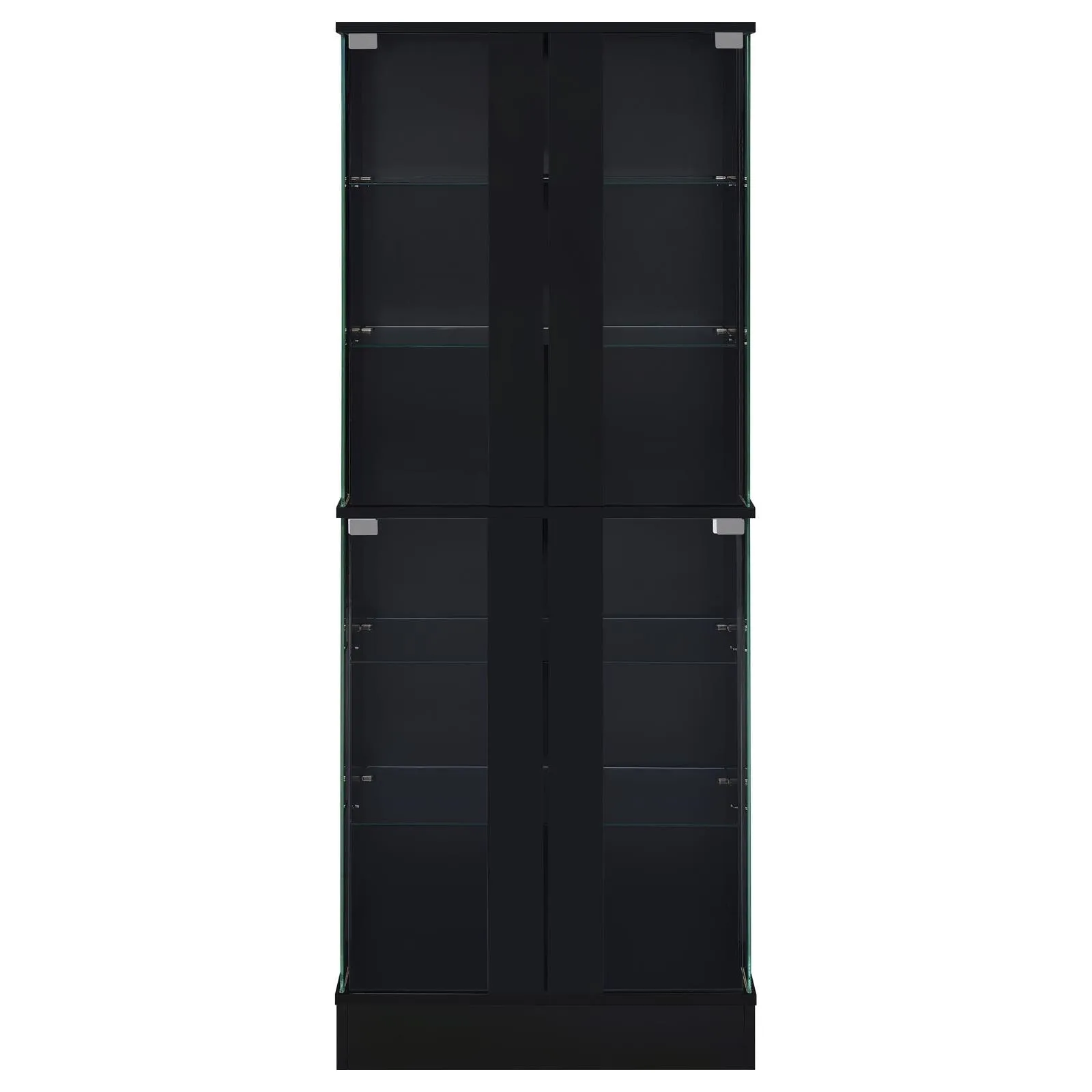 Cabra Display Case Curio Cabinet with Glass Shelves and LED Lighting Black High Gloss - Image 5