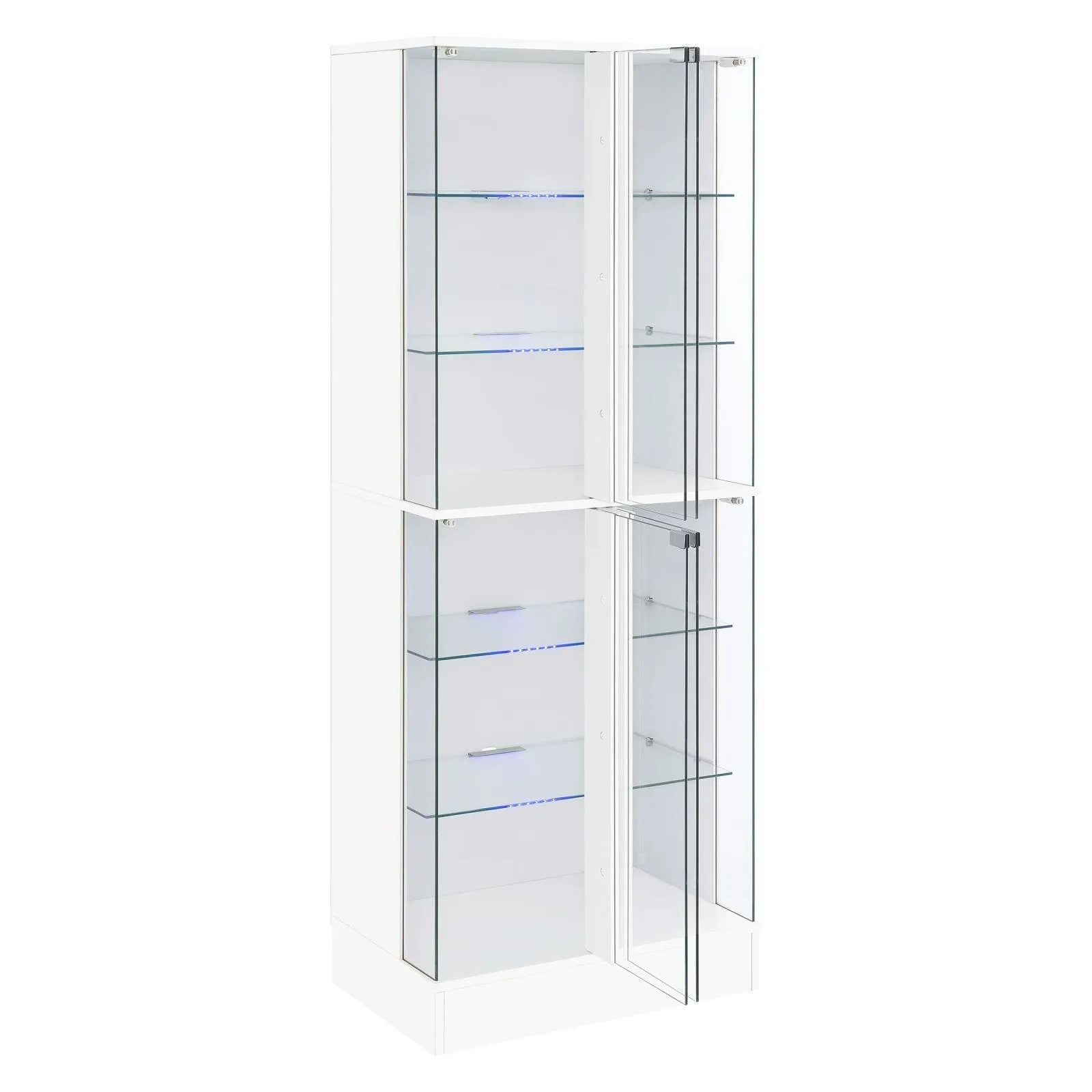 Cabra Display Case Curio Cabinet with Glass Shelves and LED Lighting White High Gloss - Image 4