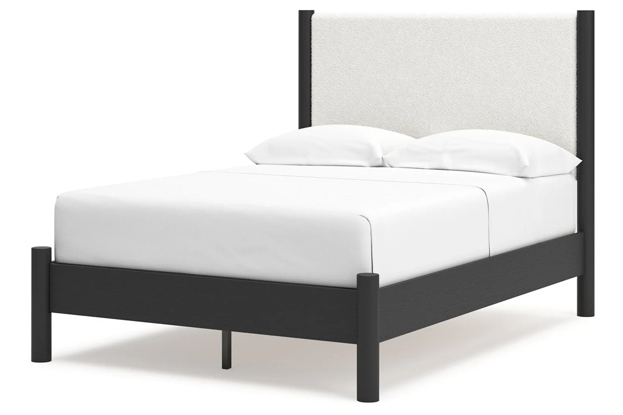 Cadmori Black/White Full Upholstered Platform Bed - Image 4