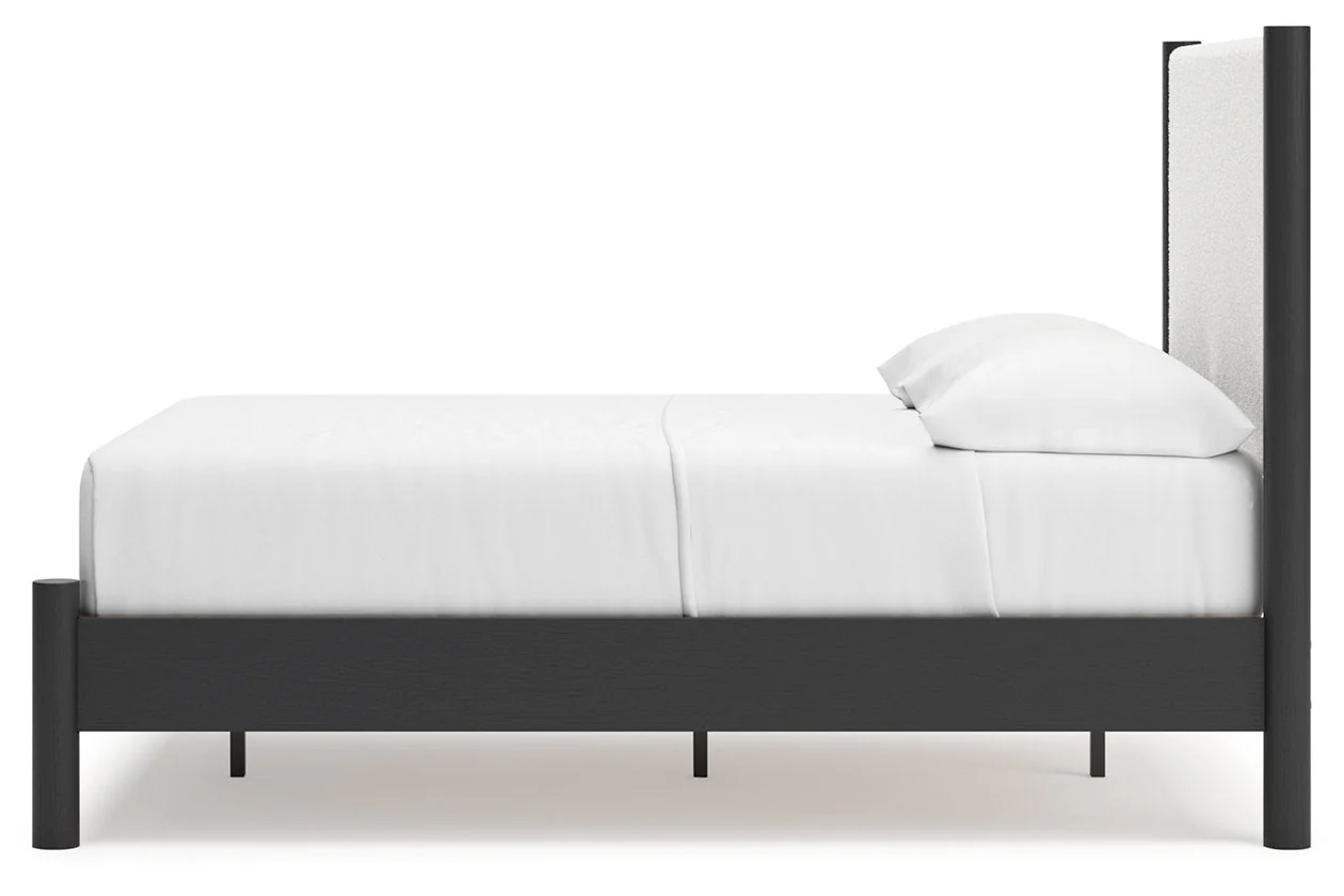 Cadmori Black/White Full Upholstered Platform Bed - Image 7