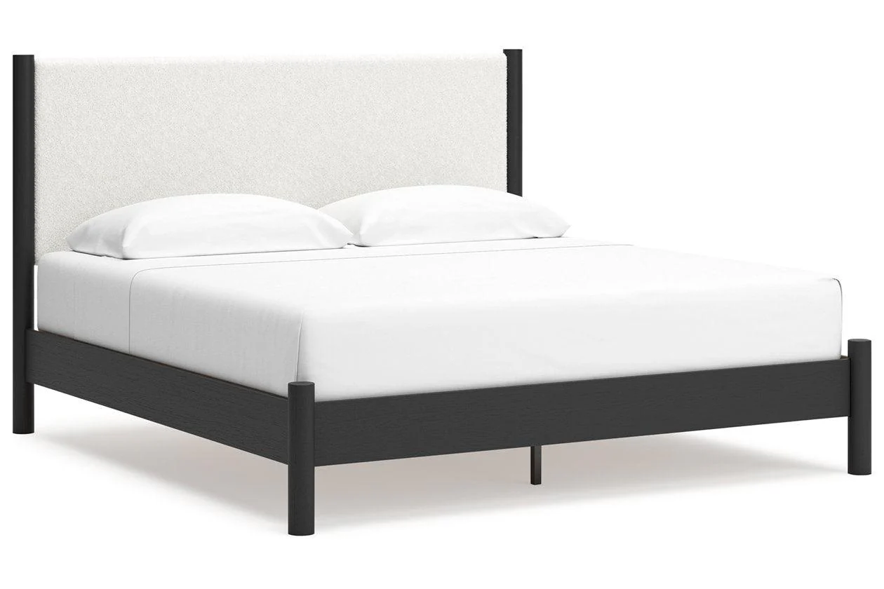 Cadmori Black/White King Upholstered Panel Bed - Image 10