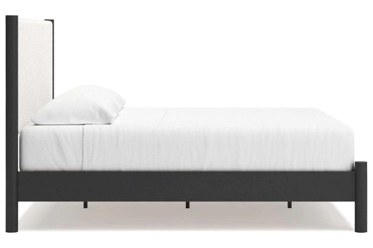 Cadmori Black/White King Upholstered Panel Bed - Image 7
