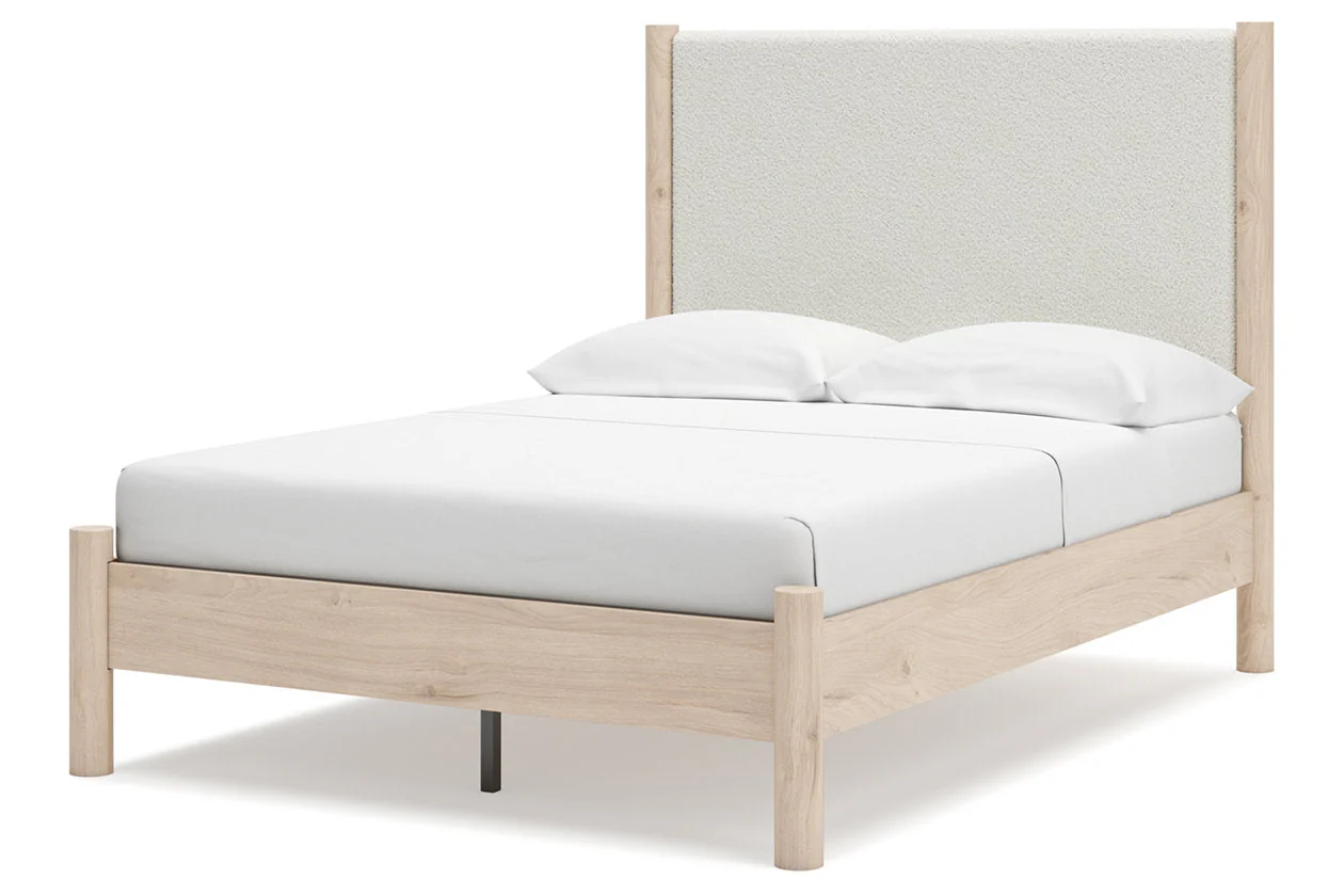 Cadmori Tan/Beige Full Upholstered Platform Bed - Image 4