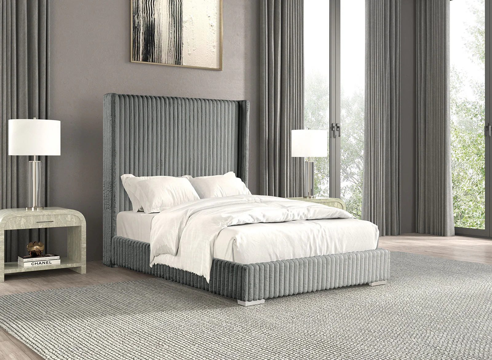 Cadwell Gray Queen Upholstered Platform Bed - Image 3