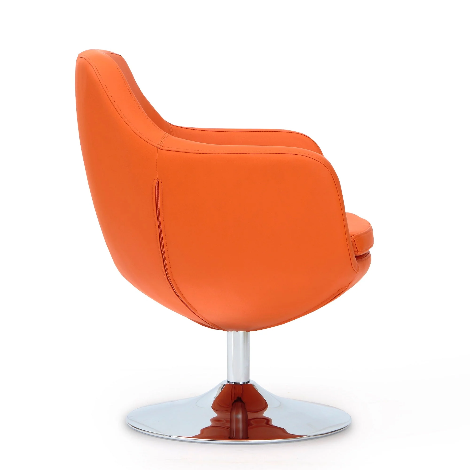 Caisson Faux Leather Swivel Accent Chair in Orange and Polished Chrome (set of 2) - Image 5