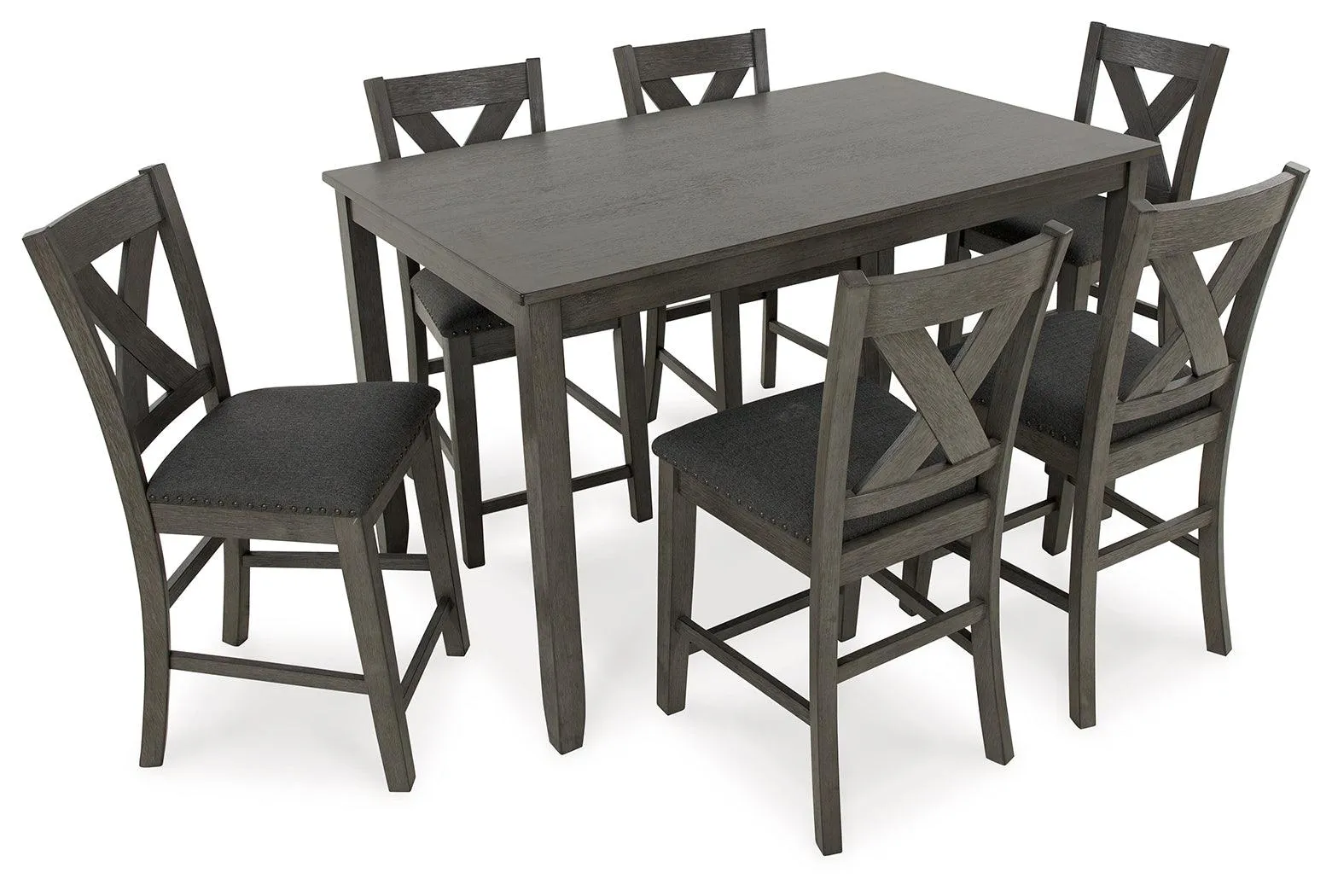 Caitbrook Gray Counter Height Dining Table and 6 Bar Stools - Image 2