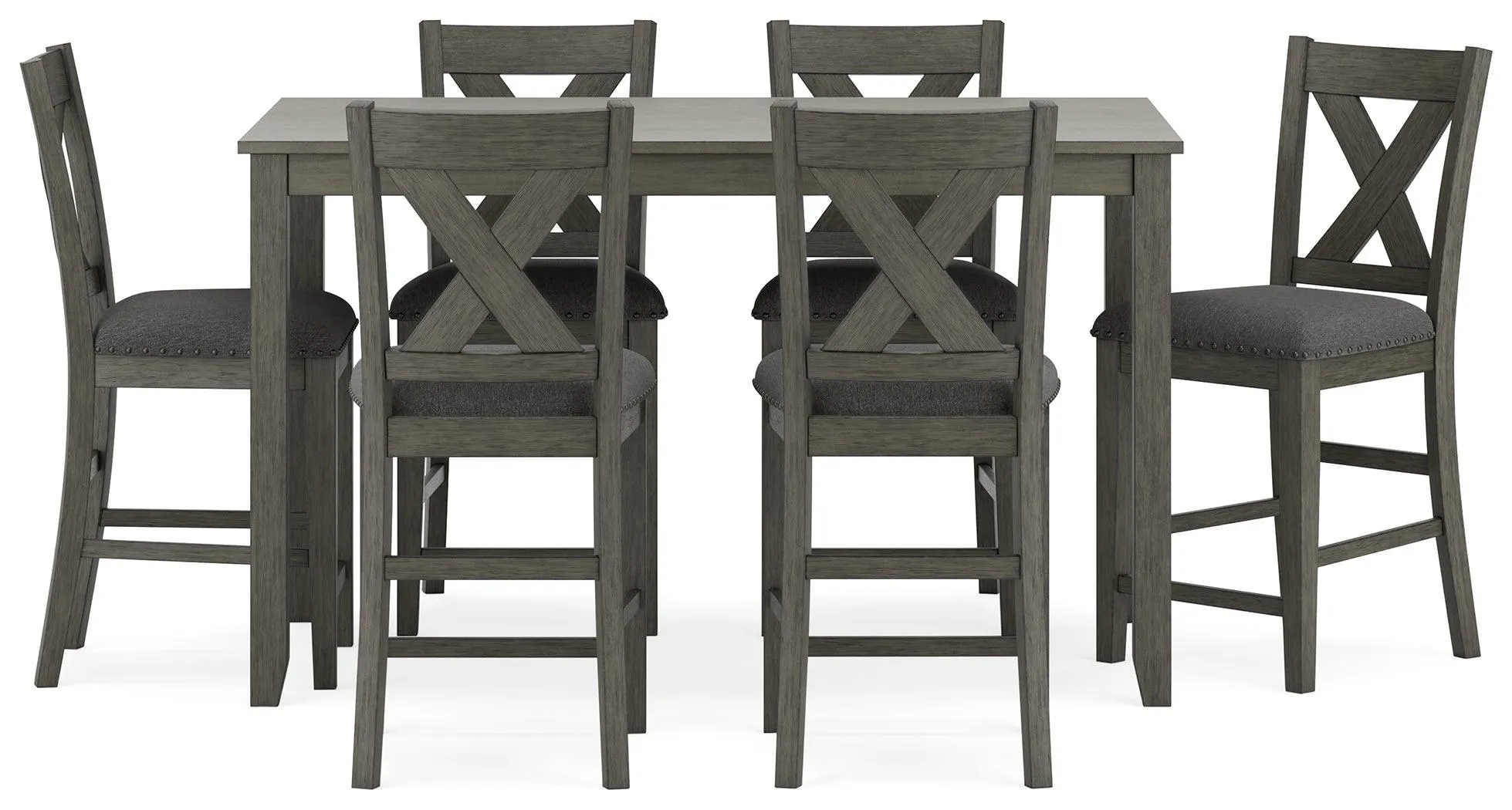 Caitbrook Gray Counter Height Dining Table and 6 Bar Stools - Image 3