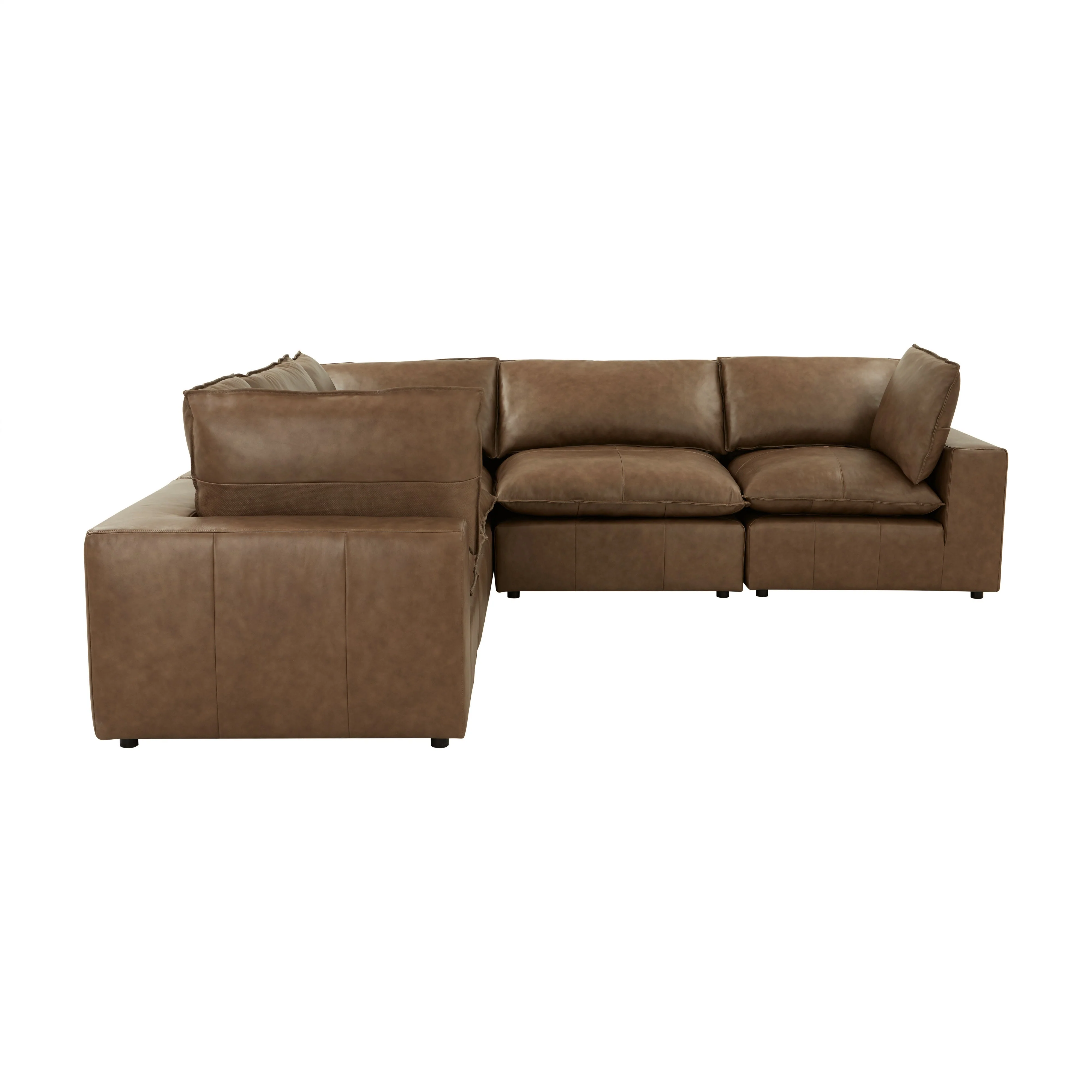 Cali 5-Piece Brown Leather Modular L-Sectional - Image 3
