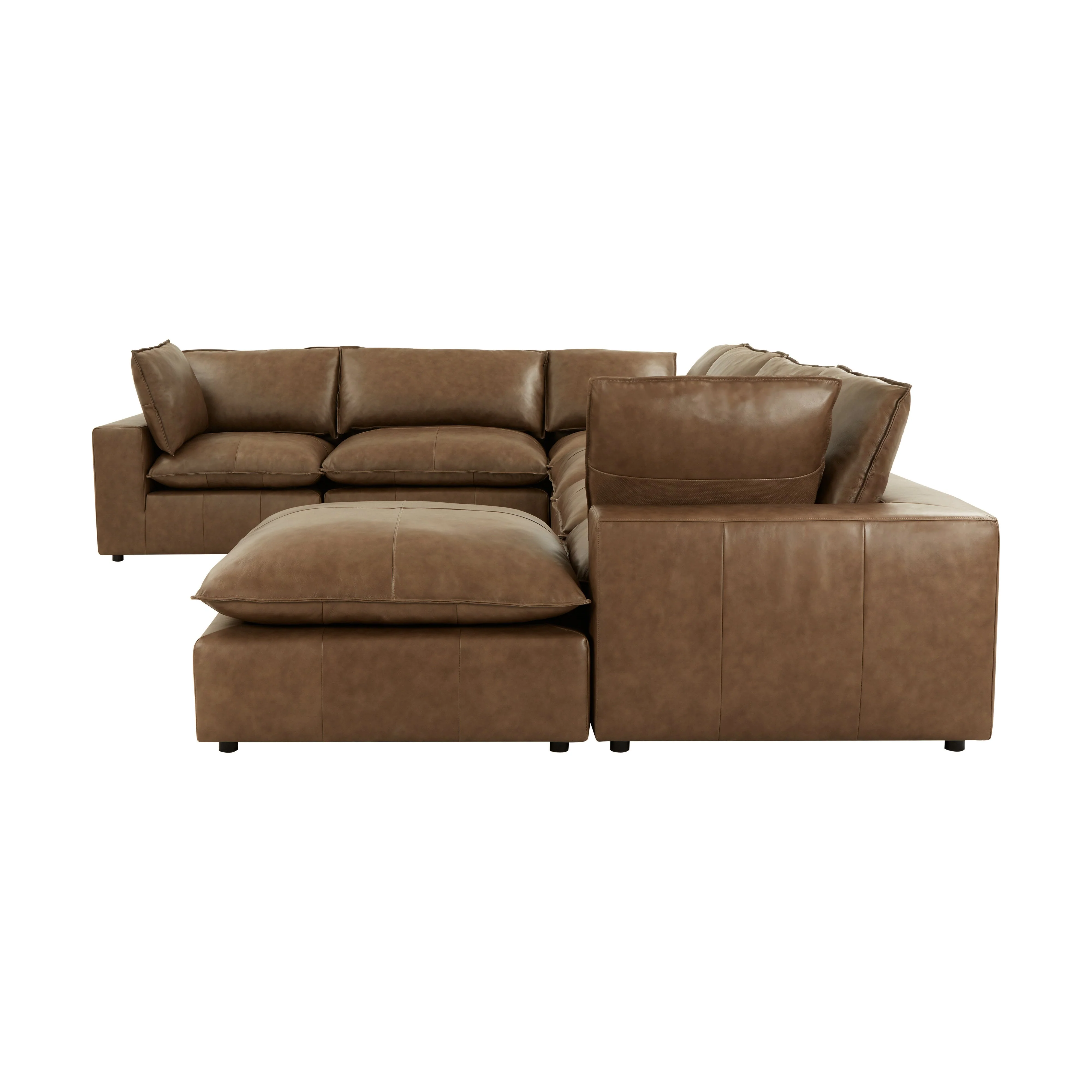 Cali 7-Piece Brown Leather Modular Large Chaise Sectional - Image 4