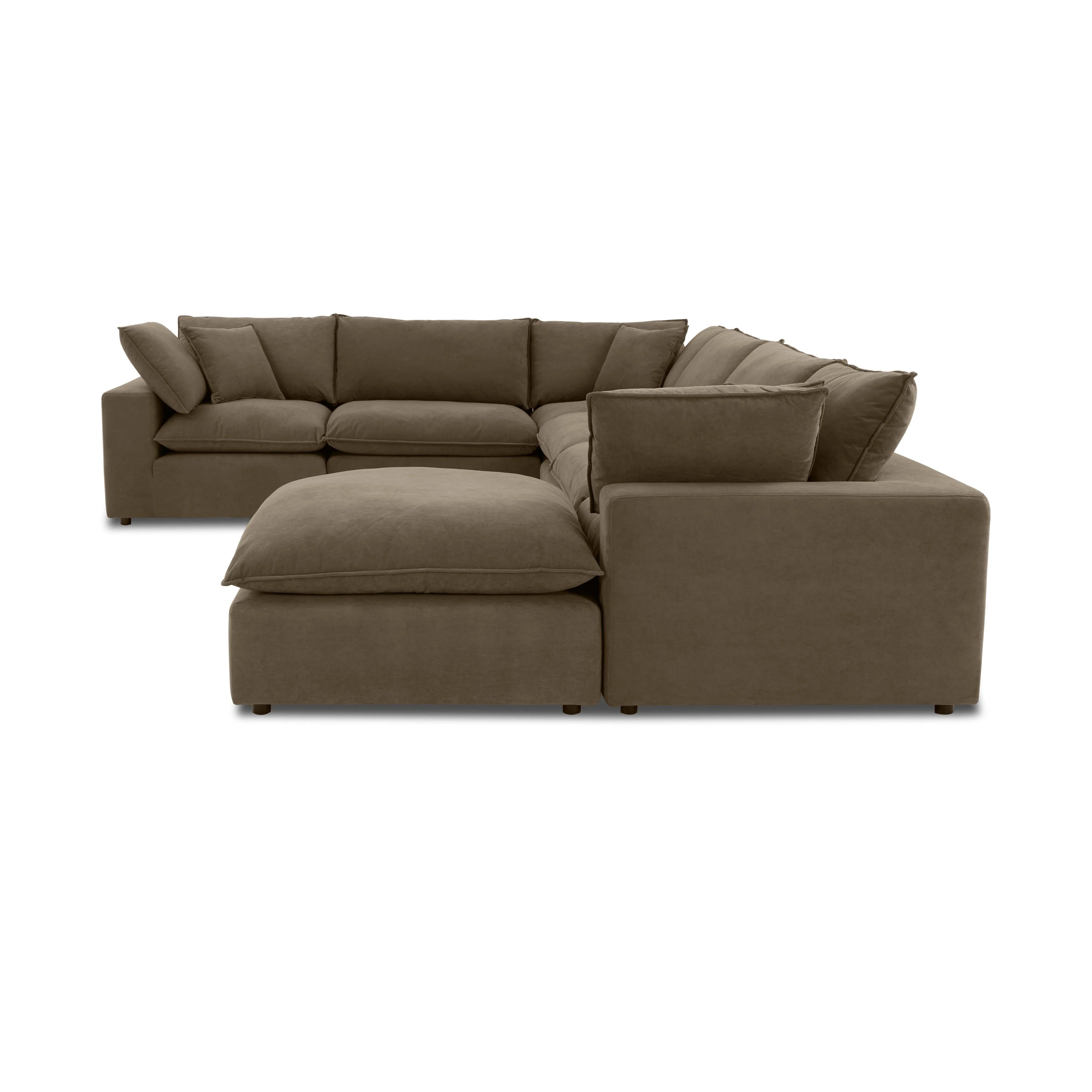 Cali 7-Piece Chocolate Brown Performance Velvet Large Chaise Sectional - Image 3