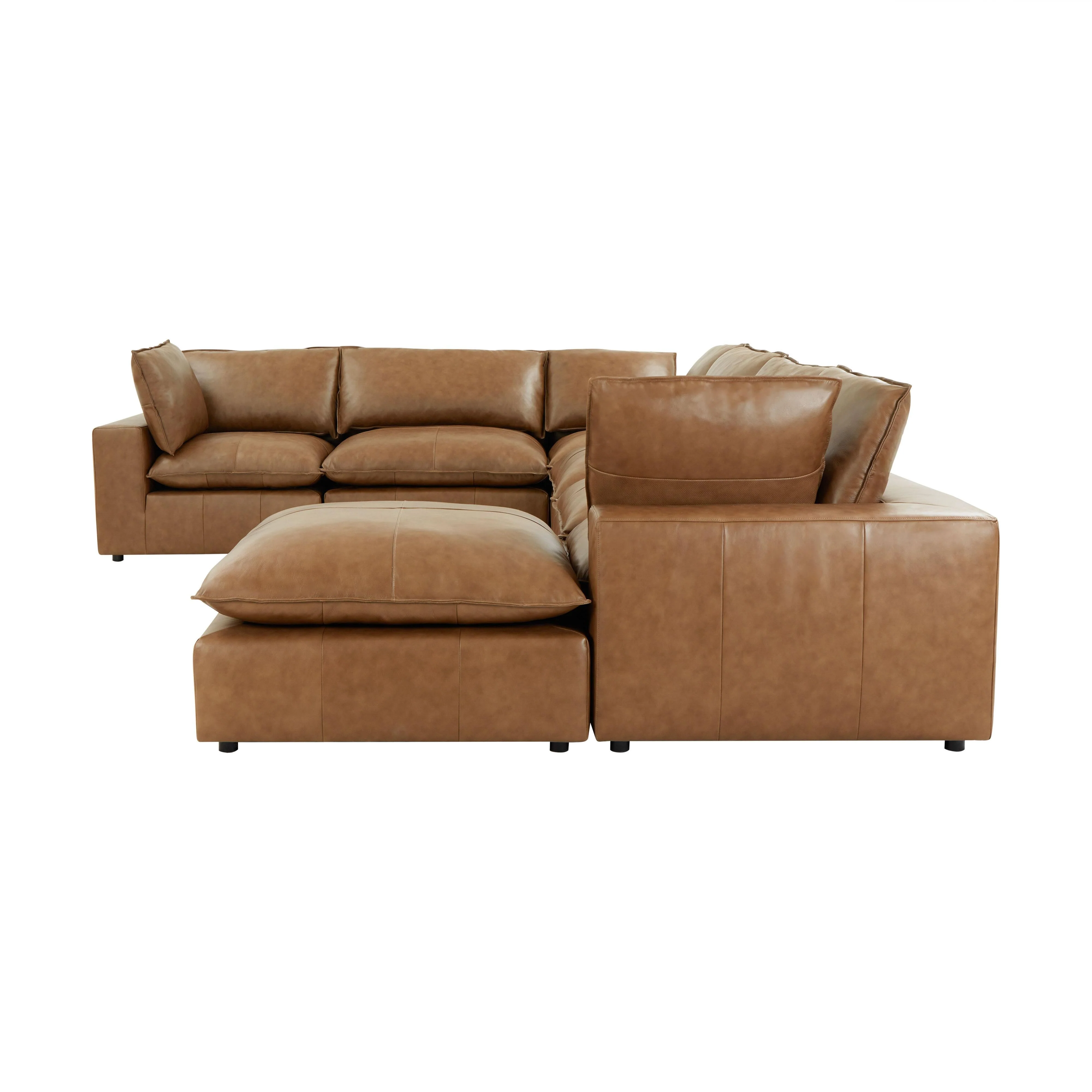 Cali Brown Leather Modular 7-Piece Large Chaise Sectional - Image 4