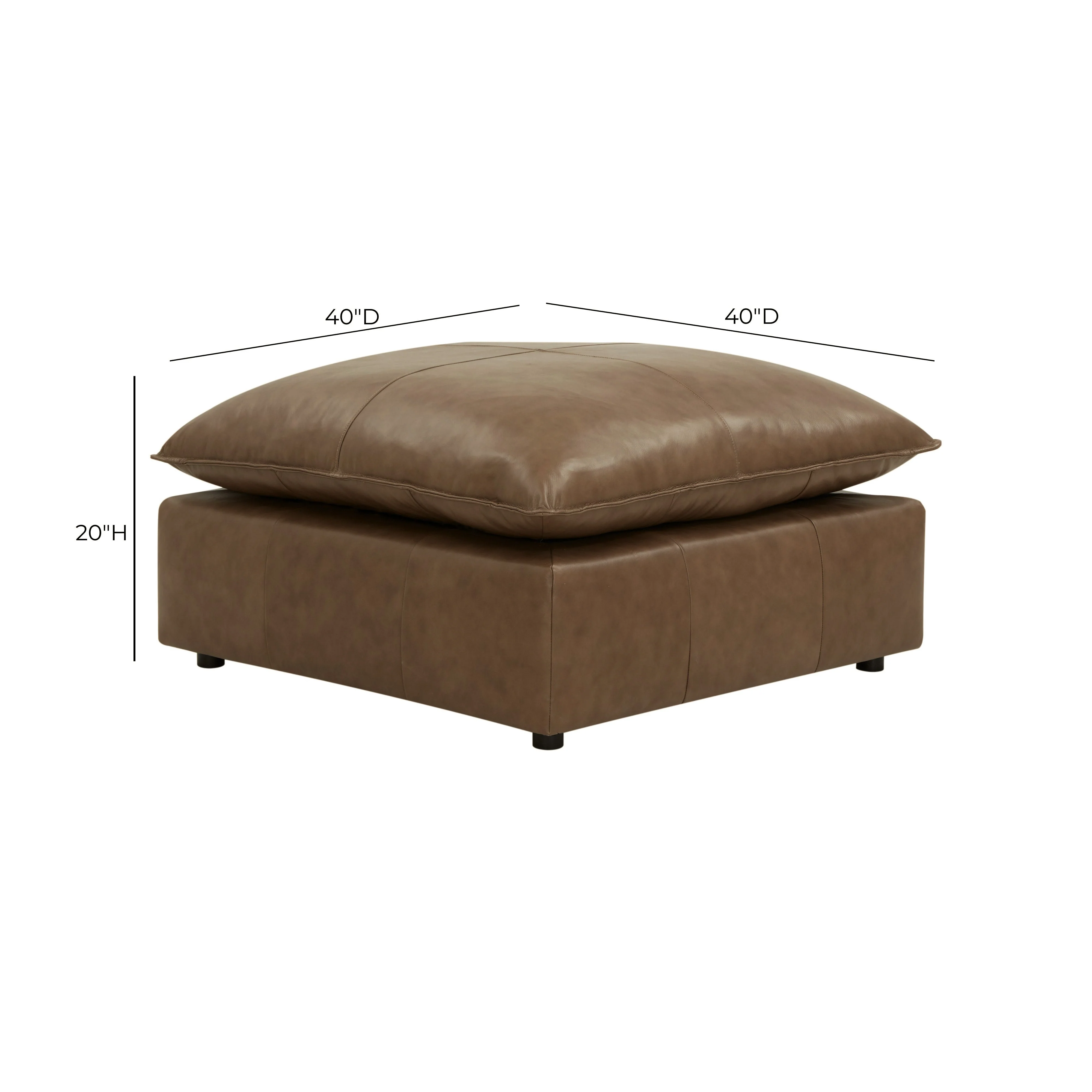 Cali Brown Leather Ottoman - Image 3