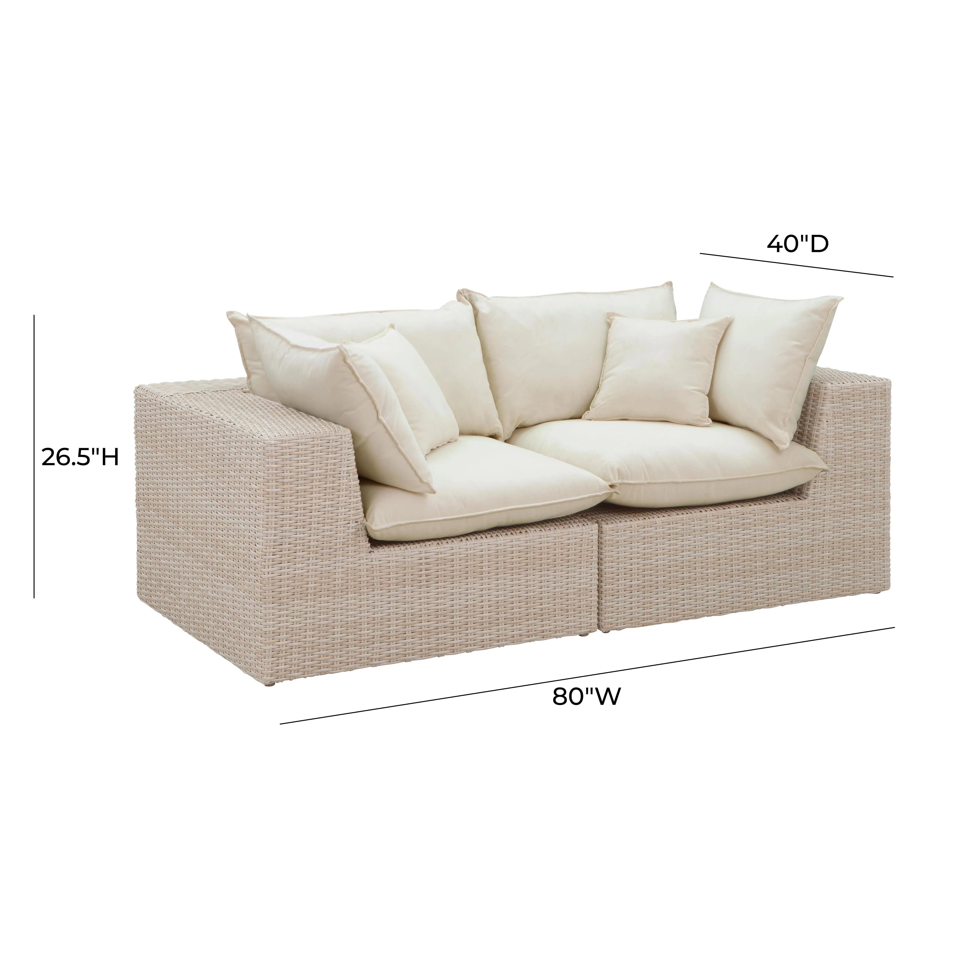 Cali Natural Wicker Outdoor Modular Loveseat - Image 7