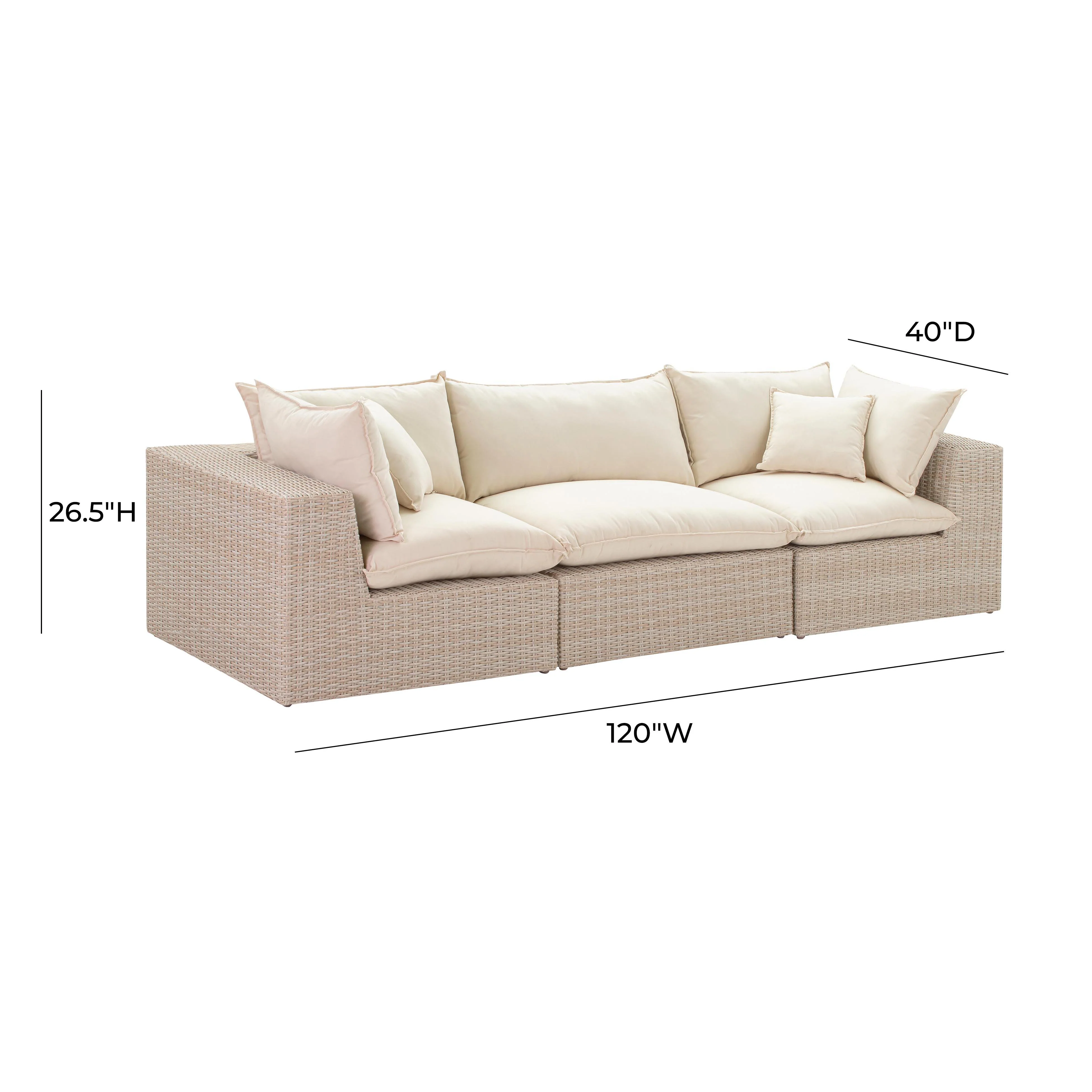 Cali Natural Wicker Outdoor Modular Sofa - Image 8