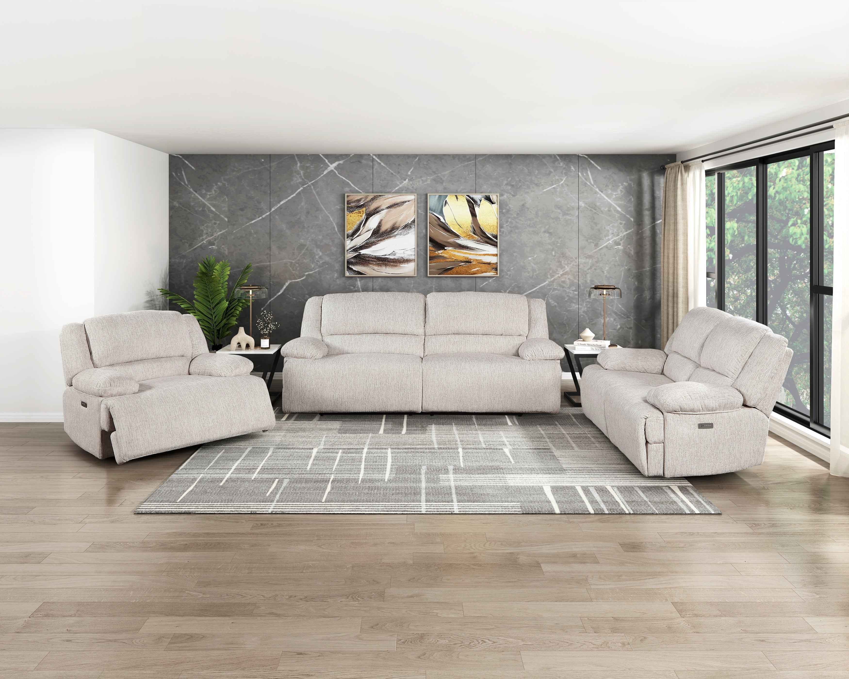 Caliber Beige Power Double Reclining Loveseat - Image 8