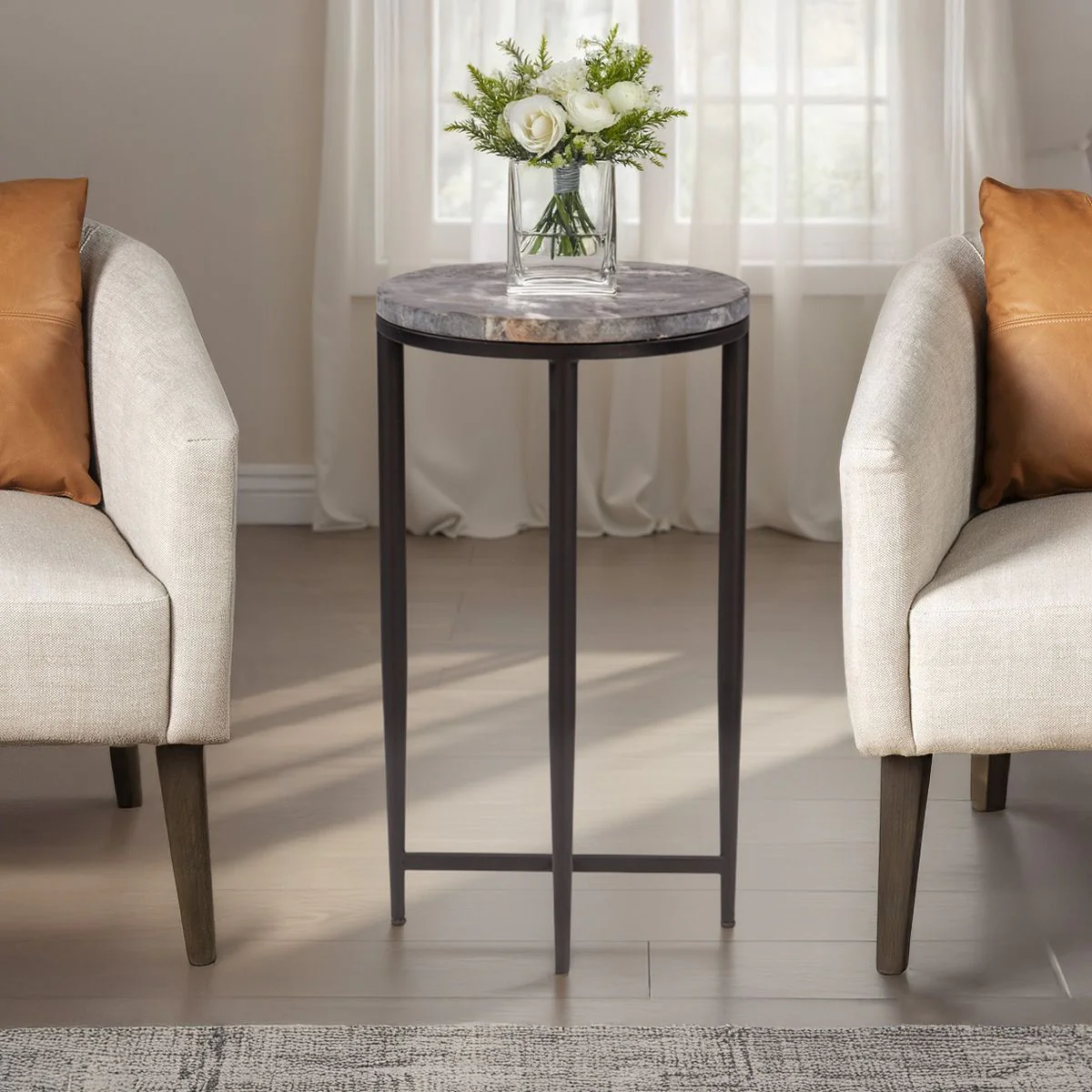 Calico 14" Side Table in Gray Septarian with Iron Base - Image 3