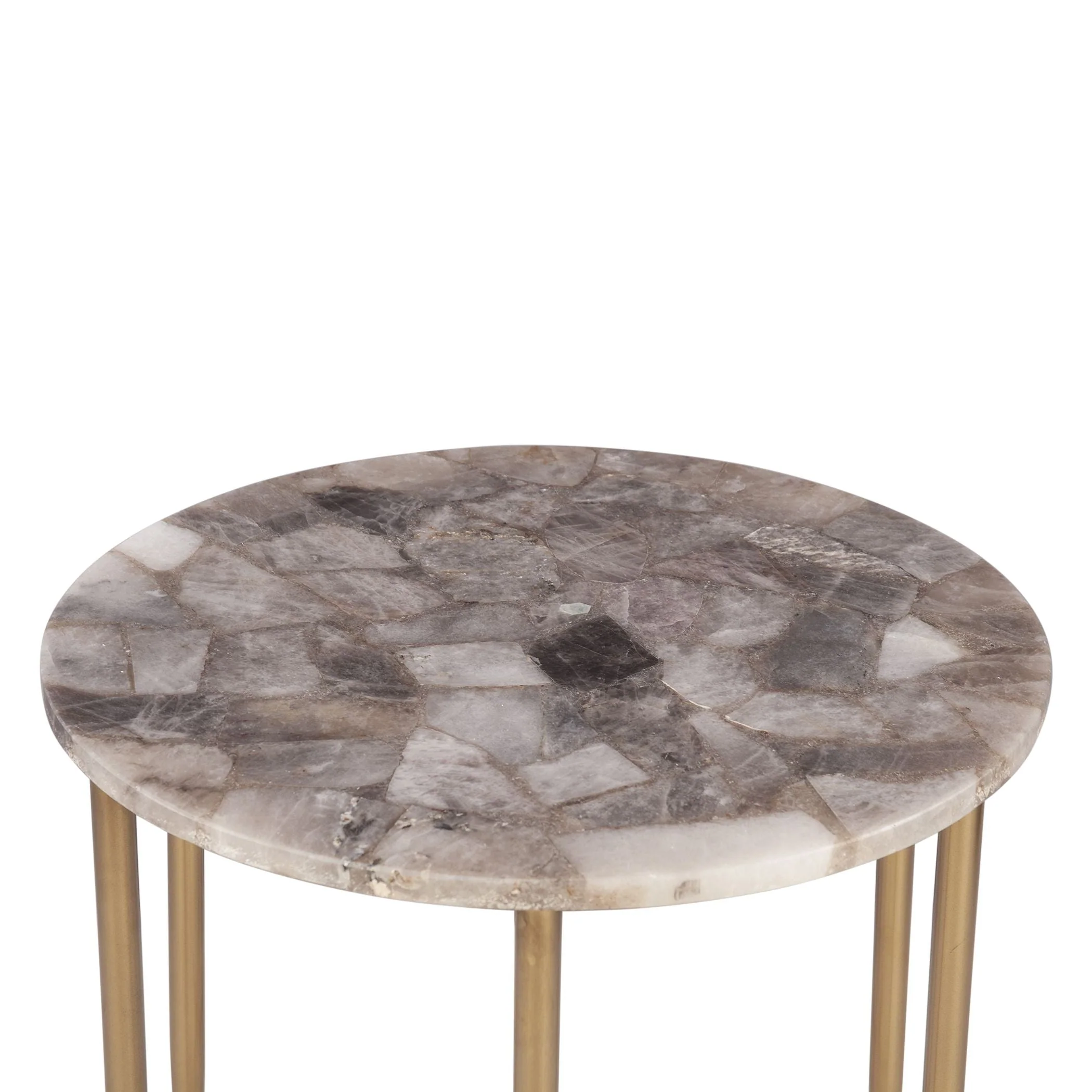 Calico 24" Side Table in Smoky Quartz with Iron Base - Image 3