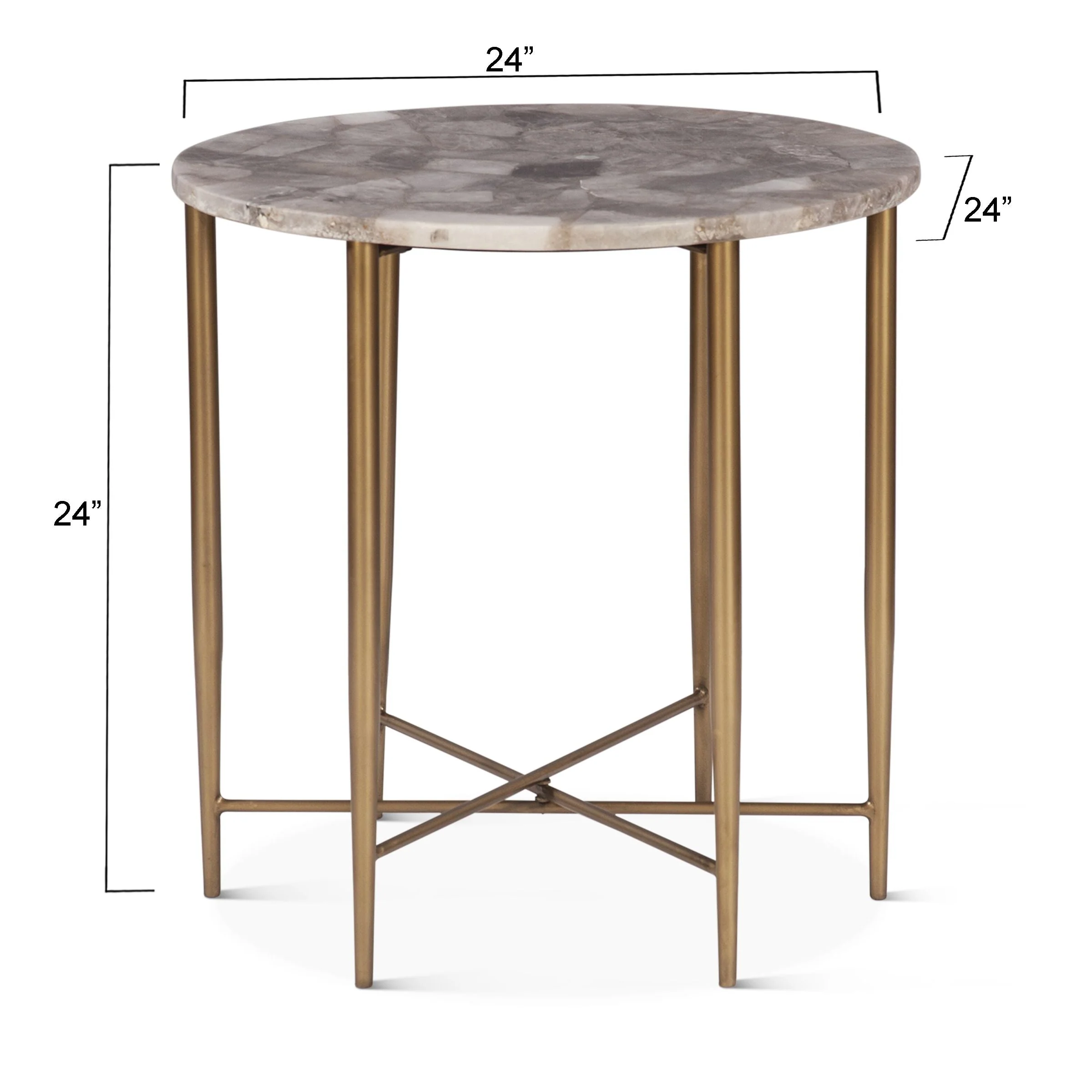 Calico 24" Side Table in Smoky Quartz with Iron Base - Image 6