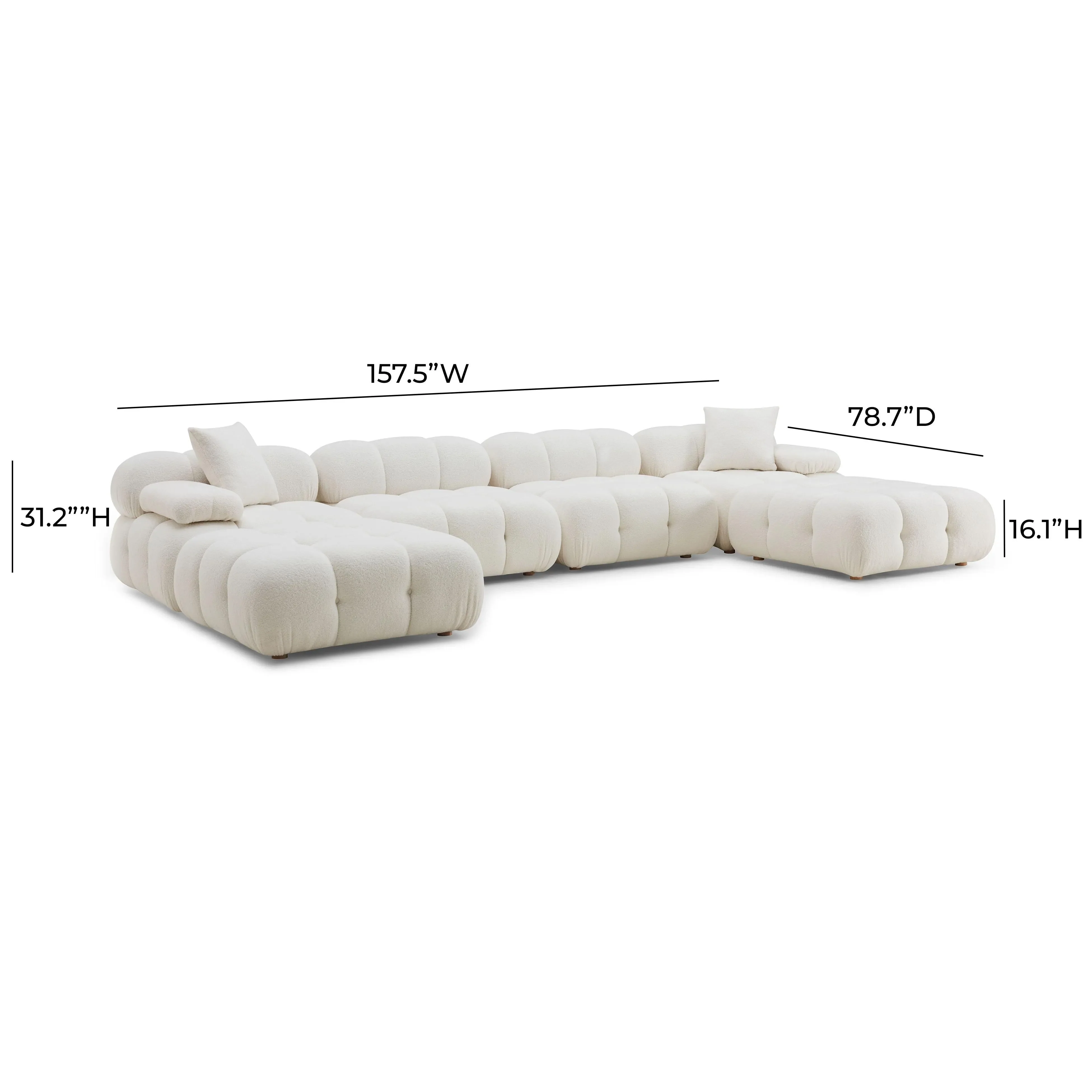 Calliope Cream Vegan Shearling 6-piece Modular U-Sectional - Image 5