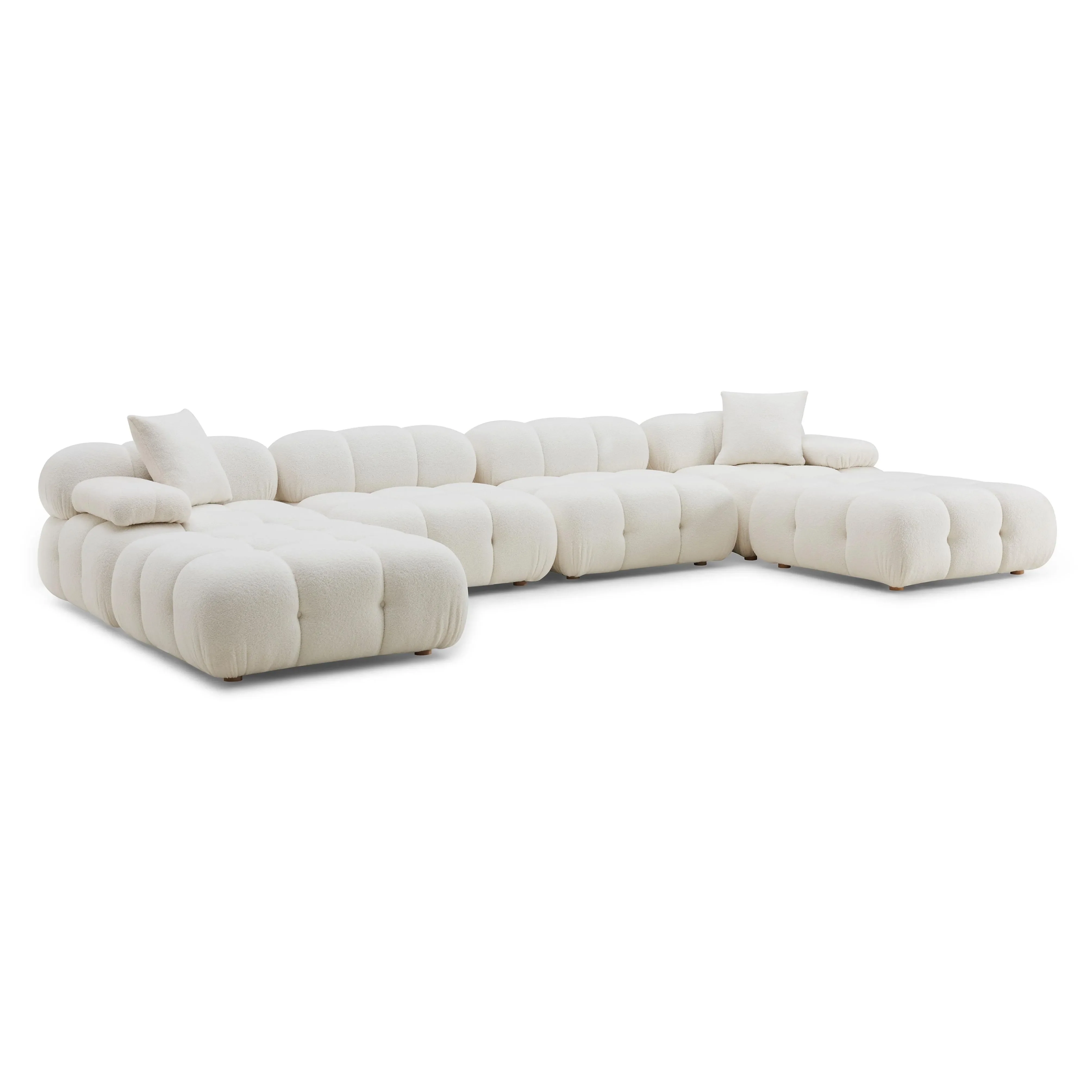 Calliope Cream Vegan Shearling 6-piece Modular U-Sectional - Image 6