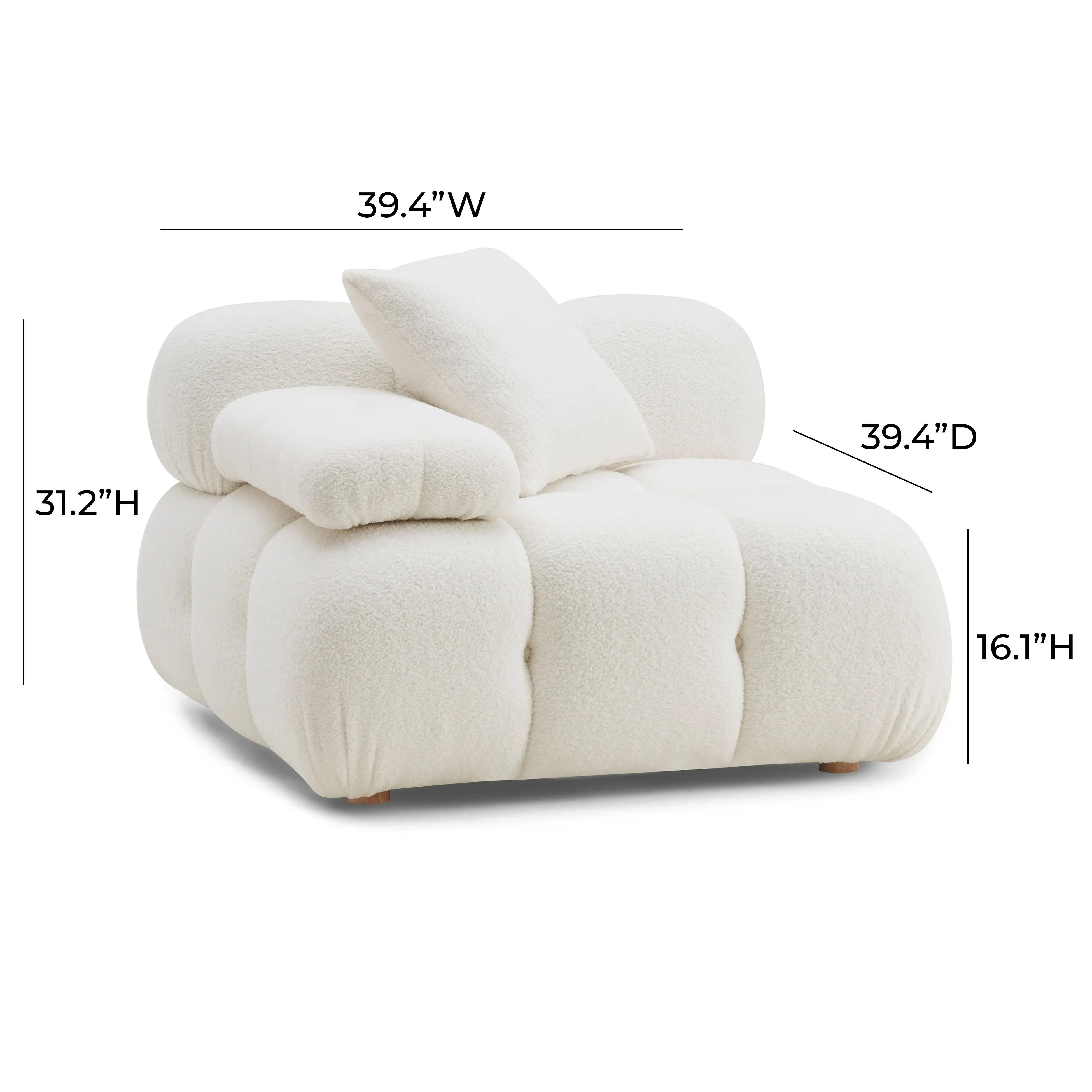 Calliope Cream Vegan Shearling Modular Corner Chair - Image 7