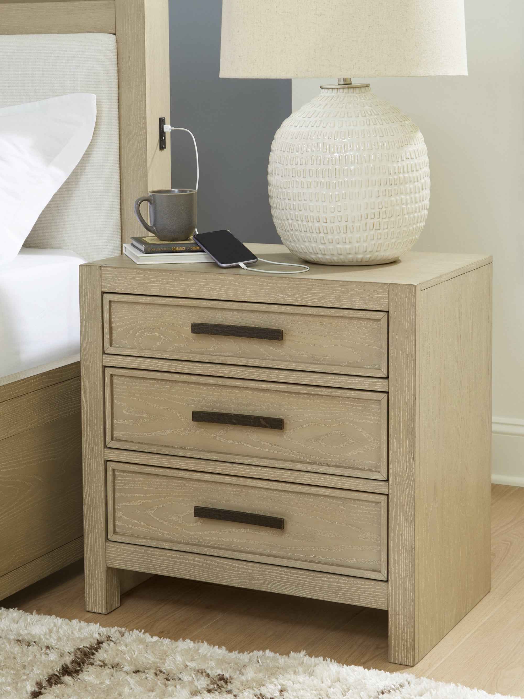 Calmoro Gray Bookcase Storage Panel Bedroom Set - Image 12
