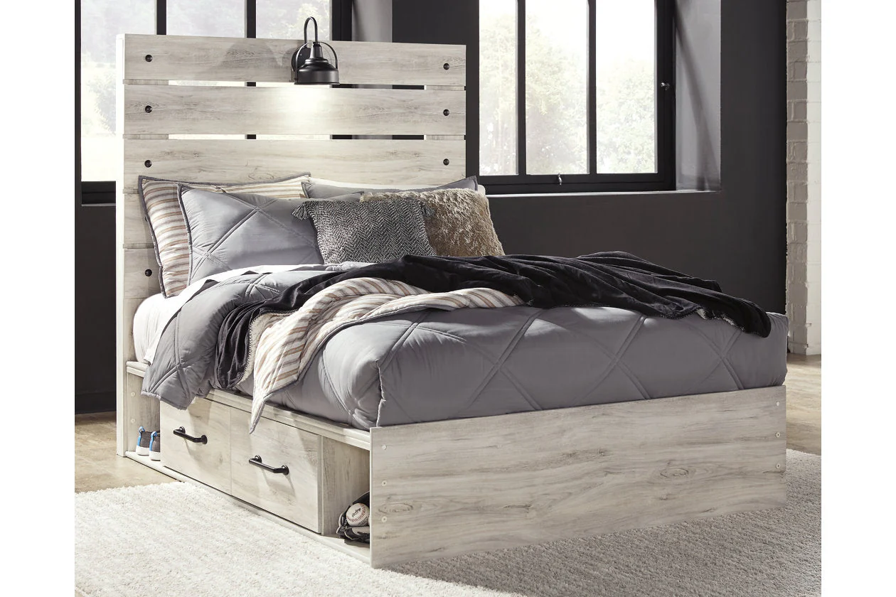 Cambeck Whitewash Full Storage Platform Bed with 2 Drawers - Image 2