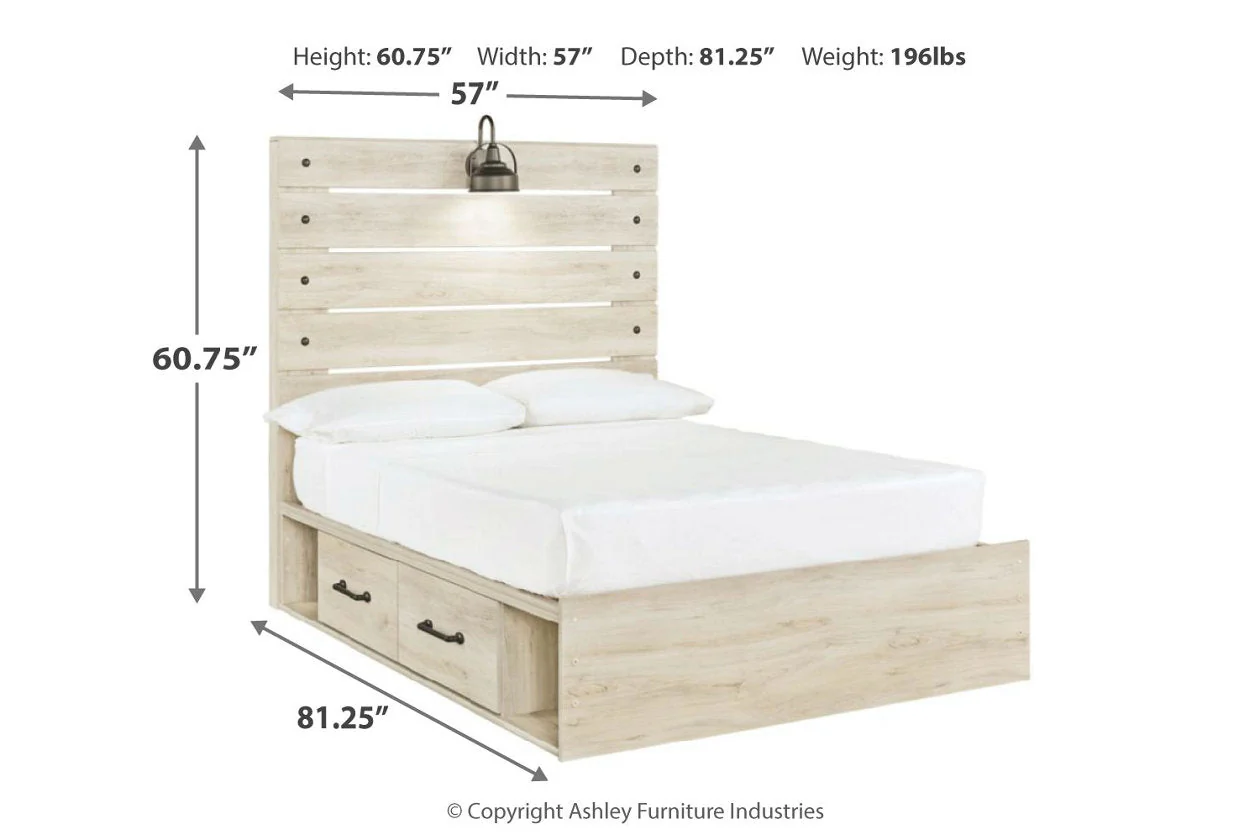 Cambeck Whitewash Full Storage Platform Bed with 2 Drawers - Image 4