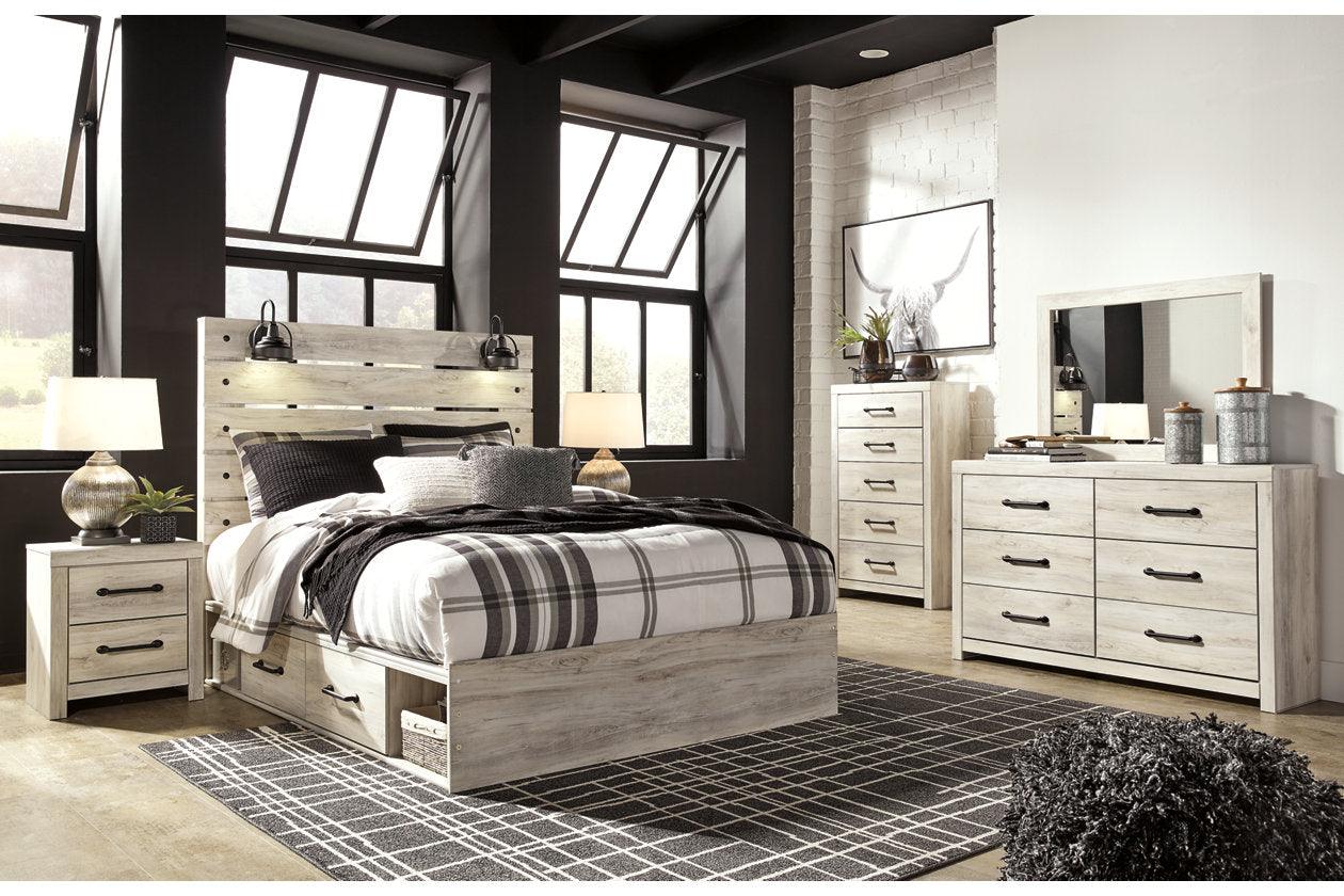 Cambeck Whitewash Queen Platform Bed with 2 Storage Drawers - Image 5