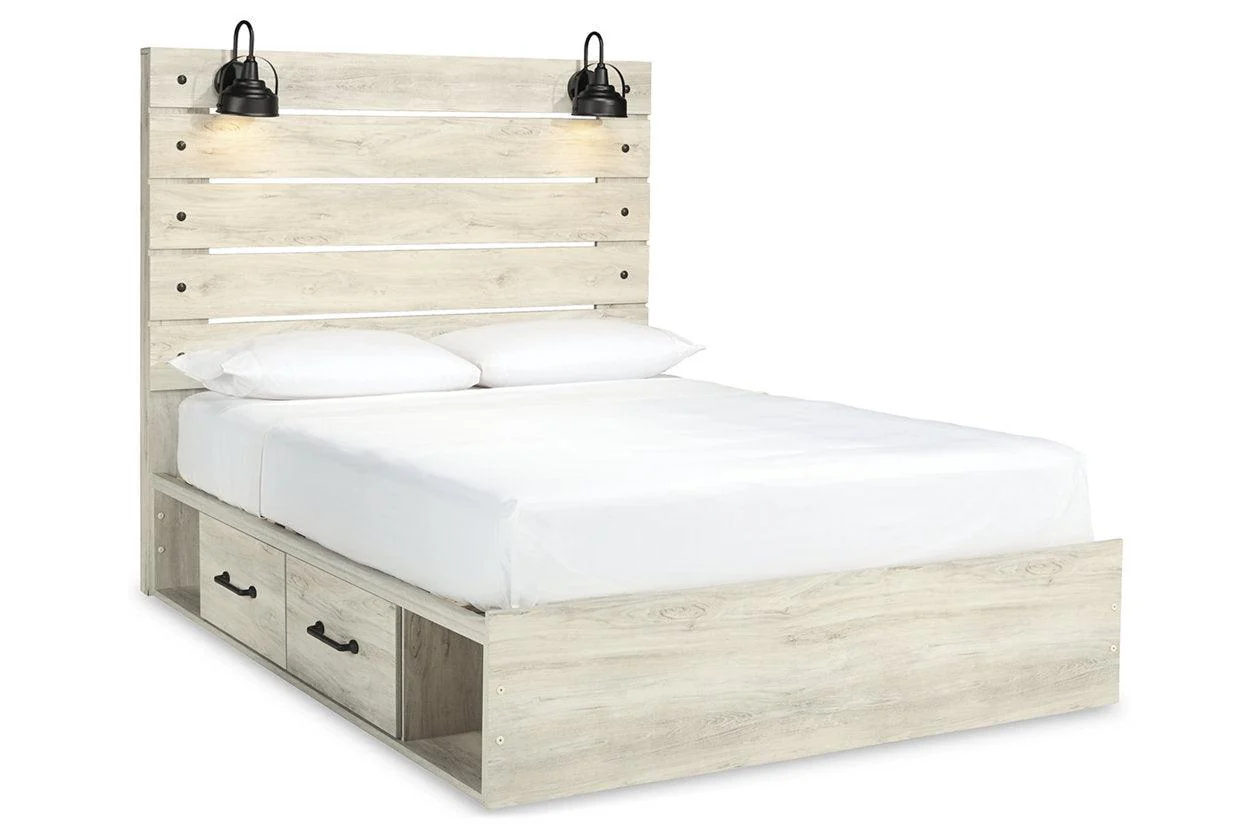 Cambeck Whitewash Queen Platform Bed with 2 Storage Drawers - Image 7