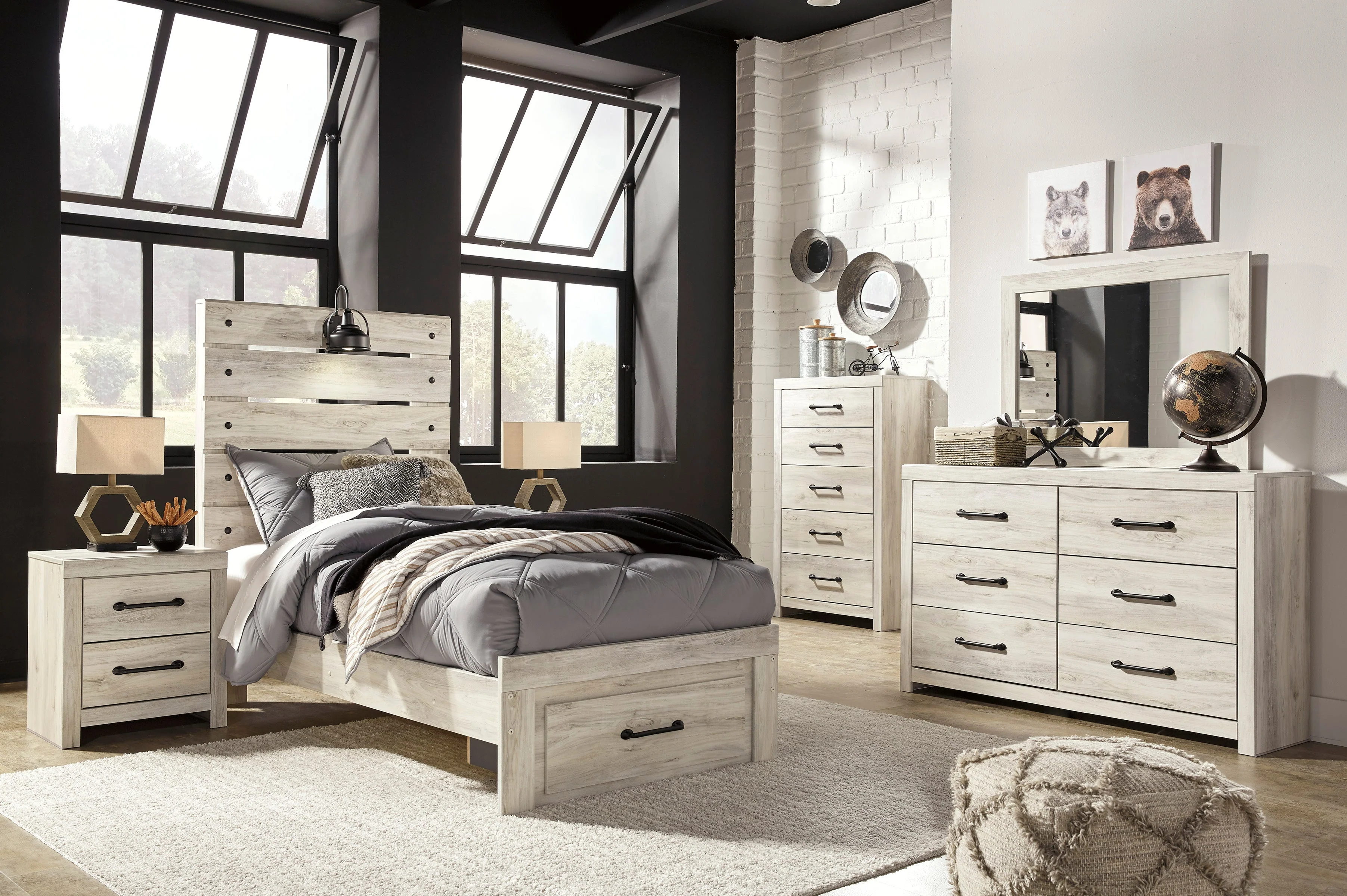 Cambeck Whitewash Storage Youth Panel Bedroom Set - Image 2