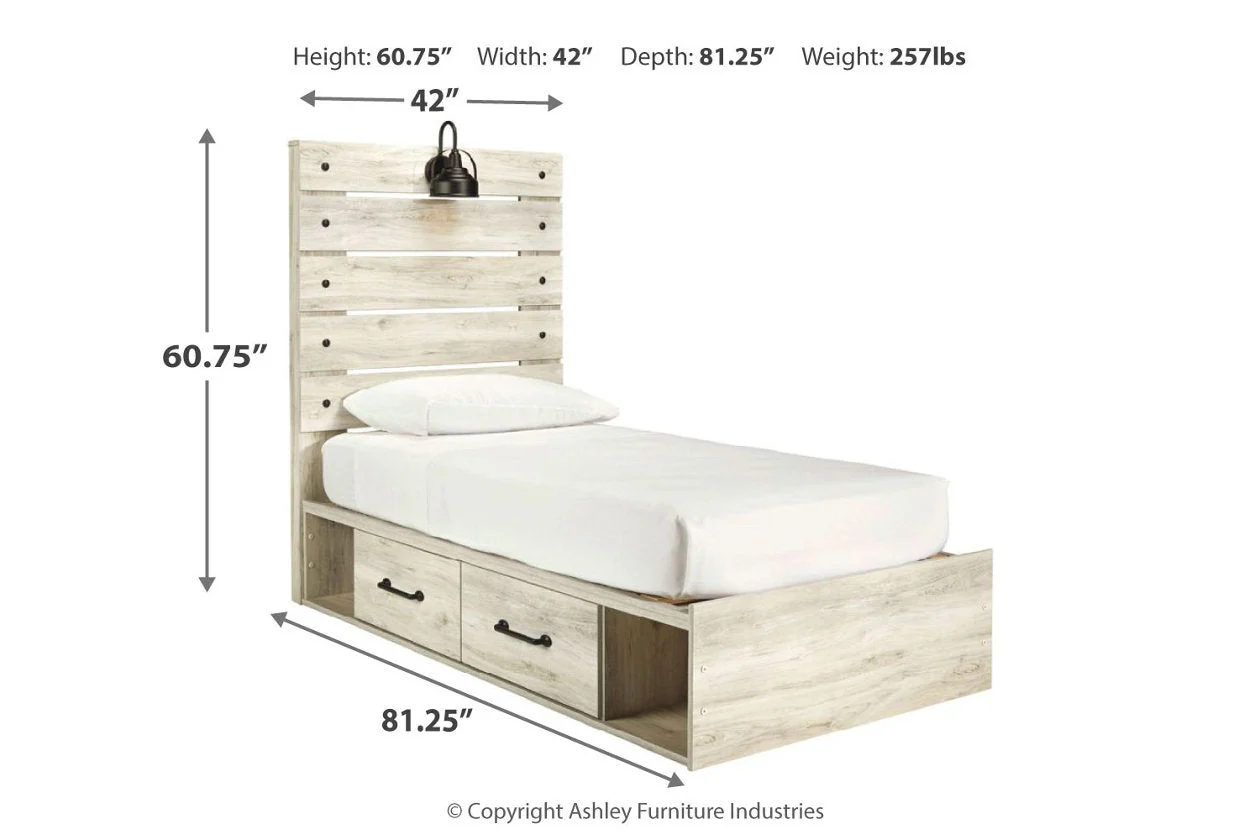 Cambeck Whitewash Twin Storage Platform Bed with 4 Drawers - Image 4