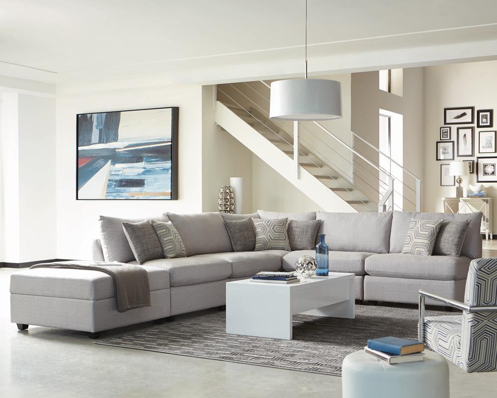 Cambria Gray Square Storage Ottoman - Image 5