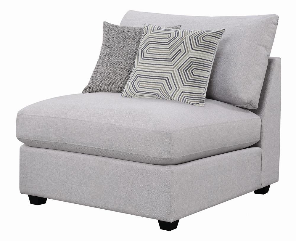 Cambria Gray Upholstered Armless Chair - Image 3