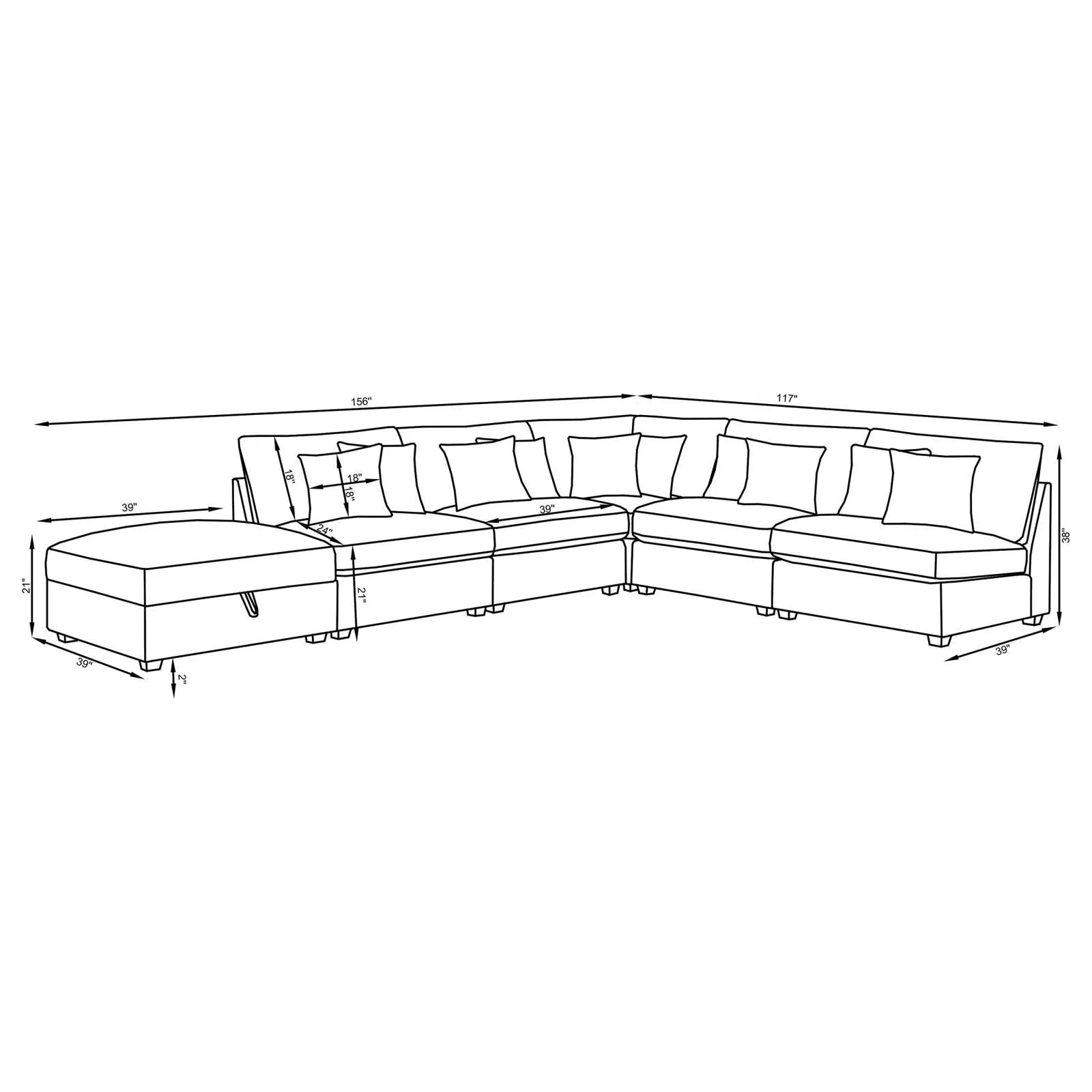 Cambria Grey 4-piece Upholstered Modular Sectional - Image 13