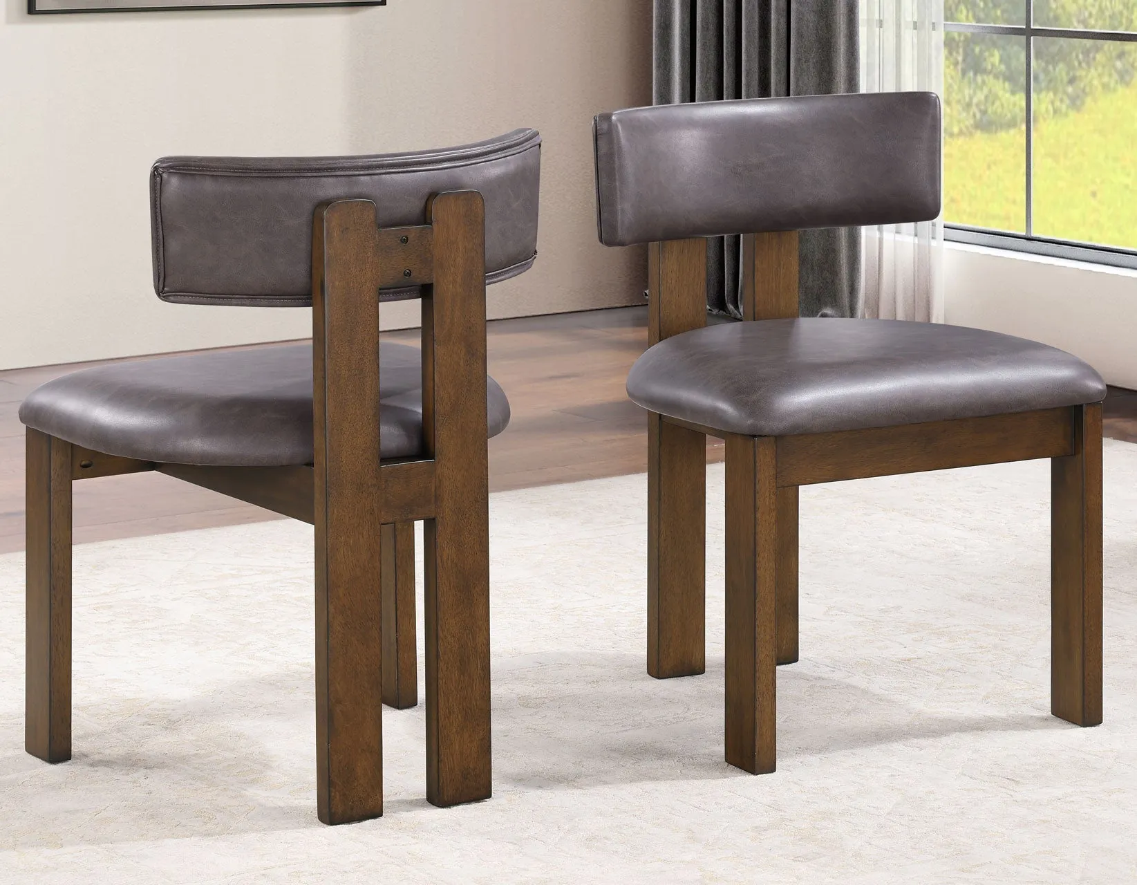 Cambridge Burnished Chestnut Vegan Leather Side Chair, Set of 2