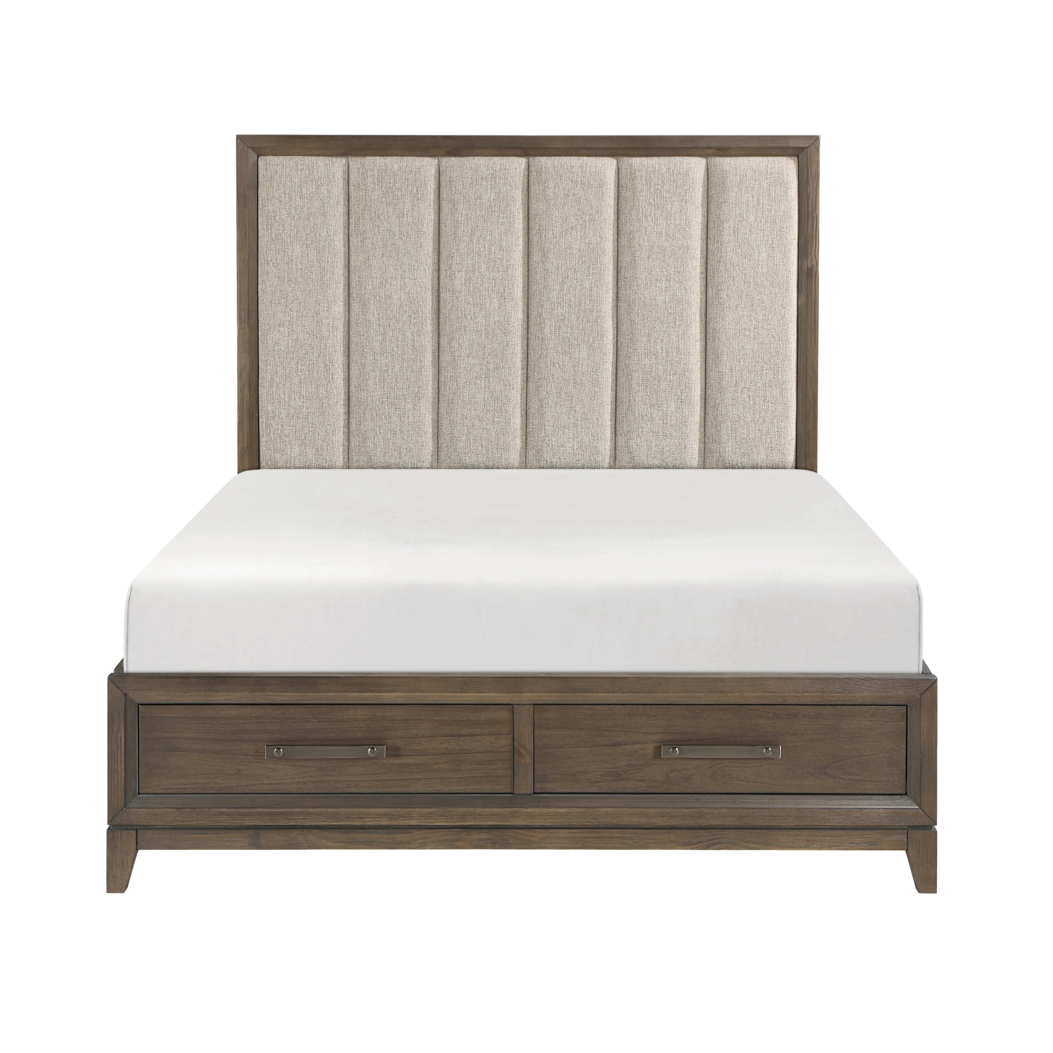 Cambridge Dark Walnut Queen Platform Bed with Footboard Storage - Image 3