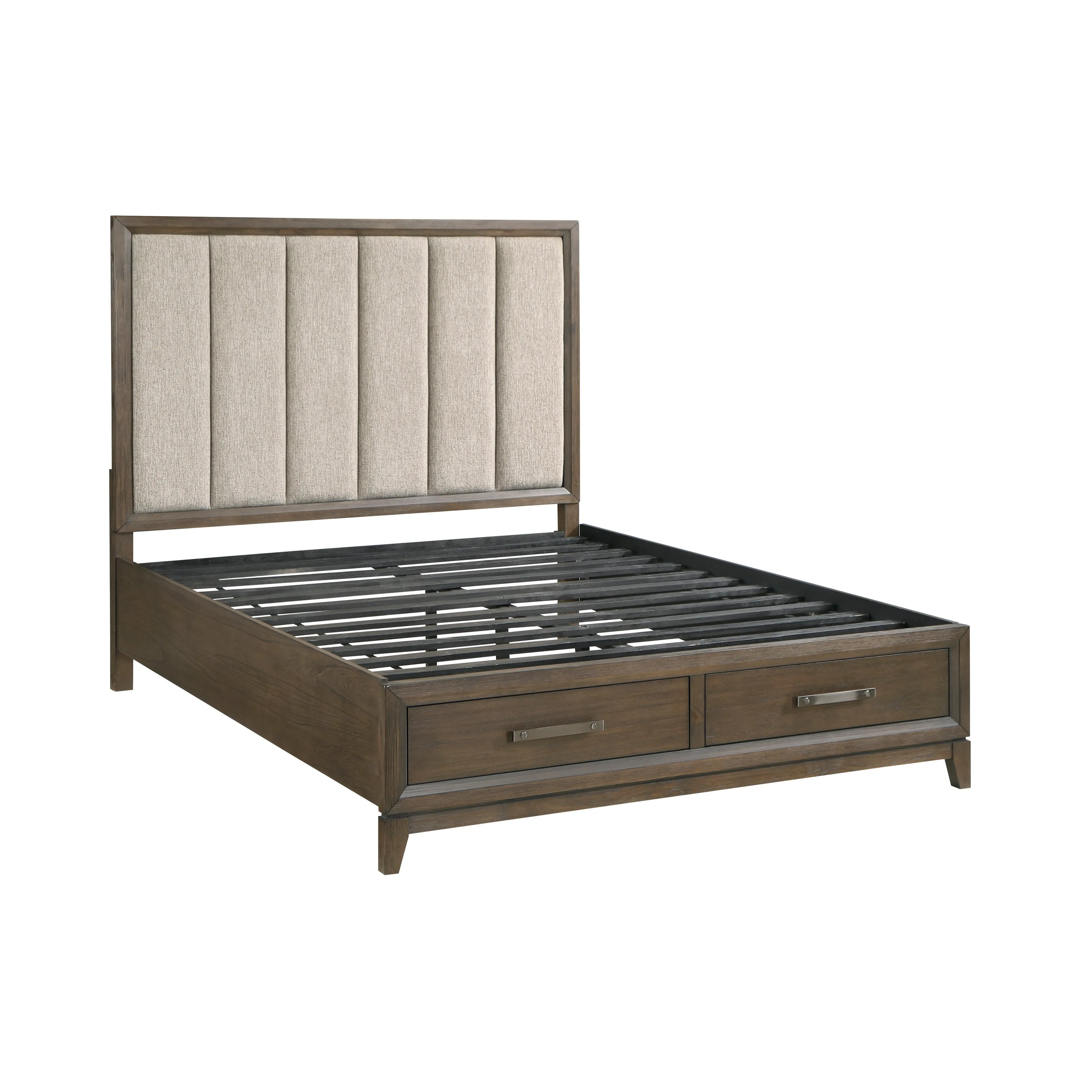 Cambridge Dark Walnut Queen Platform Bed with Footboard Storage - Image 5