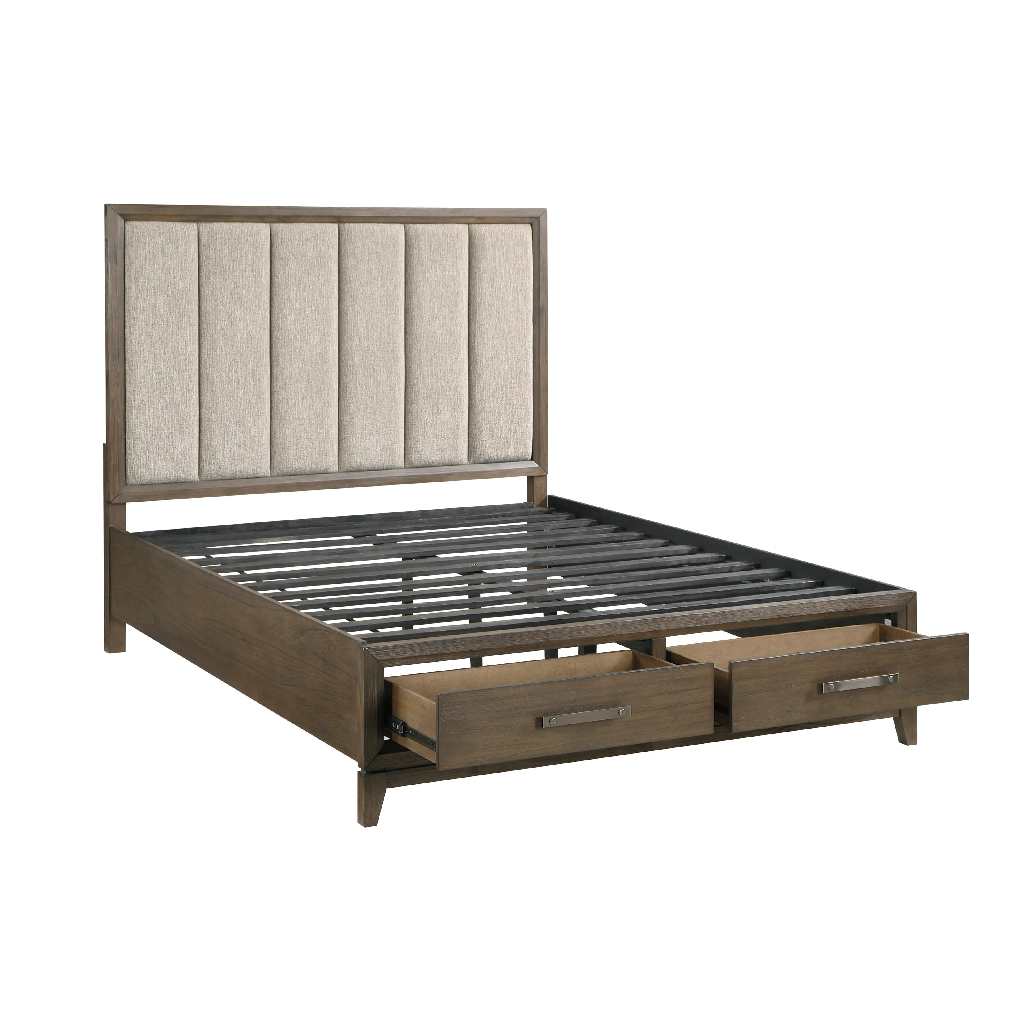 Cambridge Dark Walnut Queen Platform Bed with Footboard Storage - Image 6