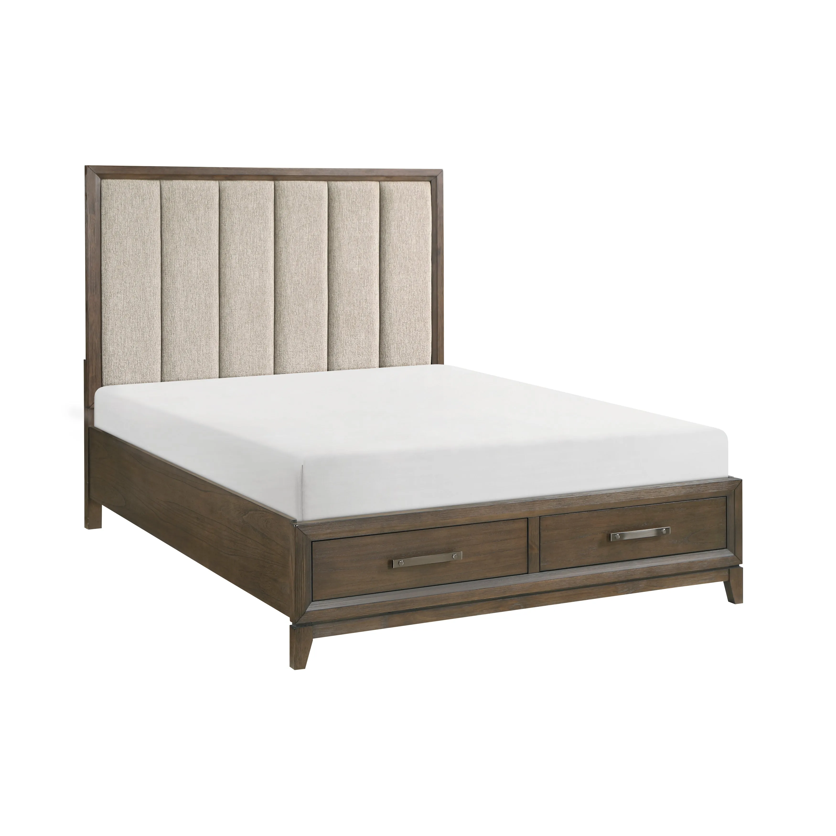 Cambridge Dark Walnut Queen Platform Bed with Footboard Storage - Image 9