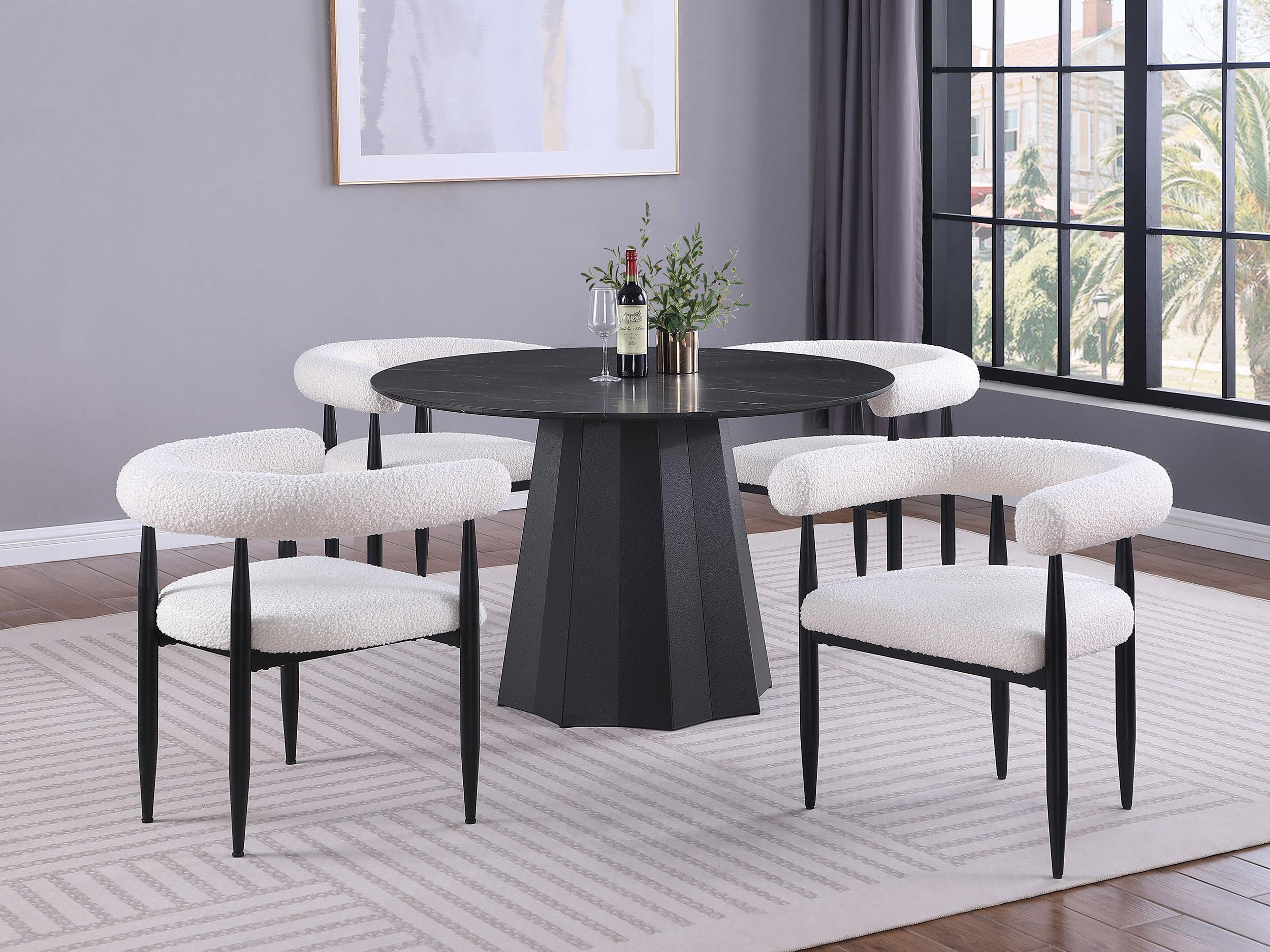 Camden Black Round 48-inch Faux Marble Top Dining Table - Image 4