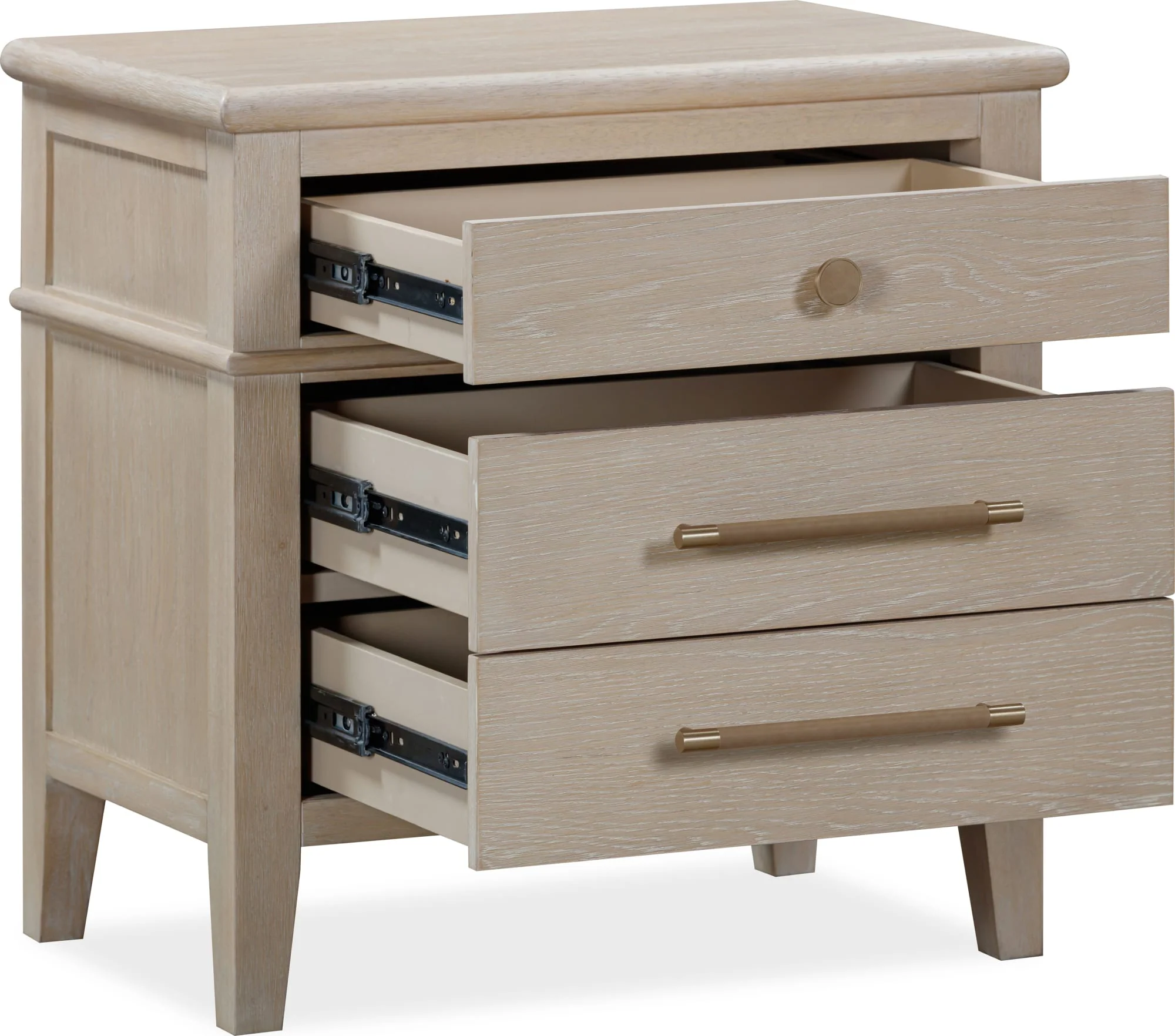 Camden Chai Three Drawer Oak Wood Nightstand - Image 5