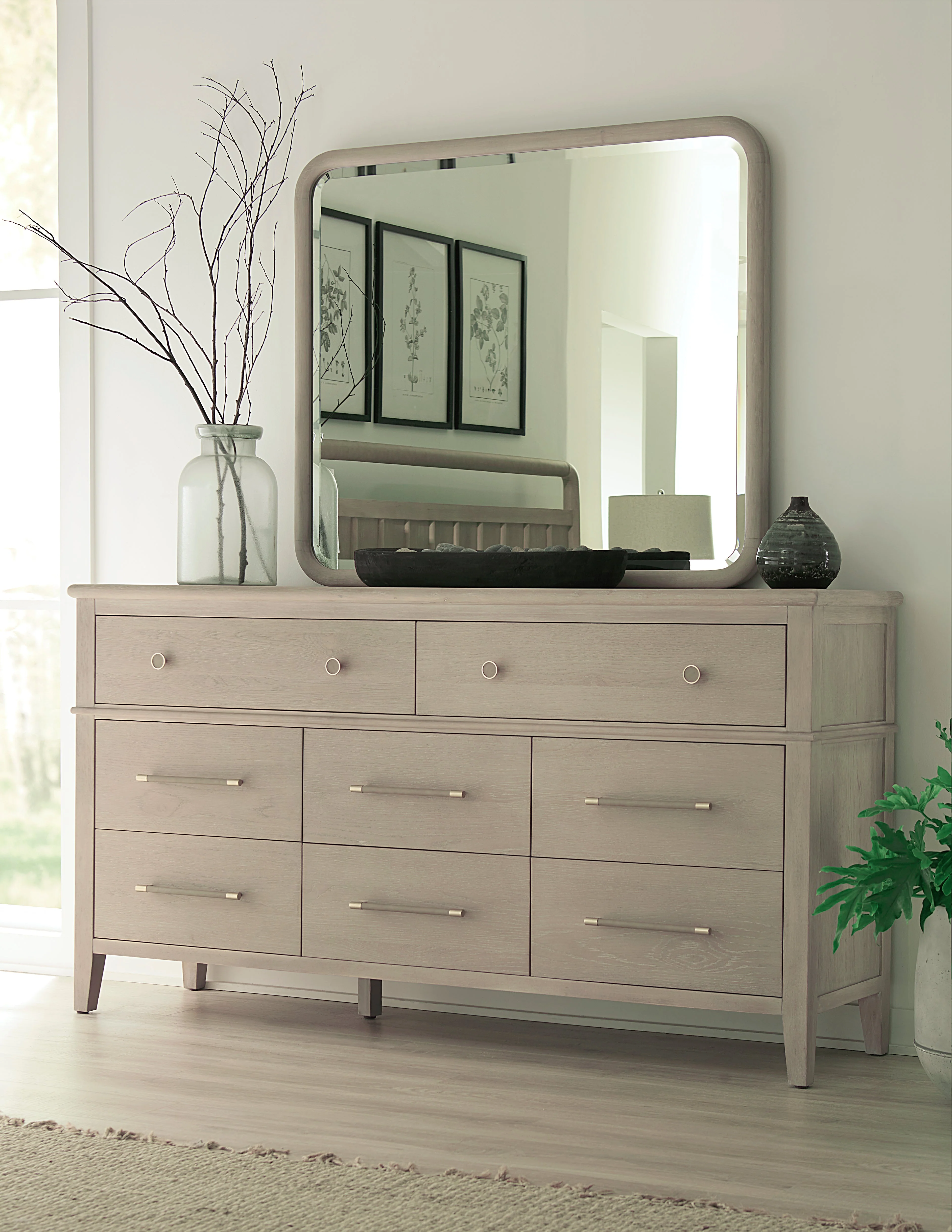 Camden Eight Drawer Oak Wood Dresser in Chai - Image 2