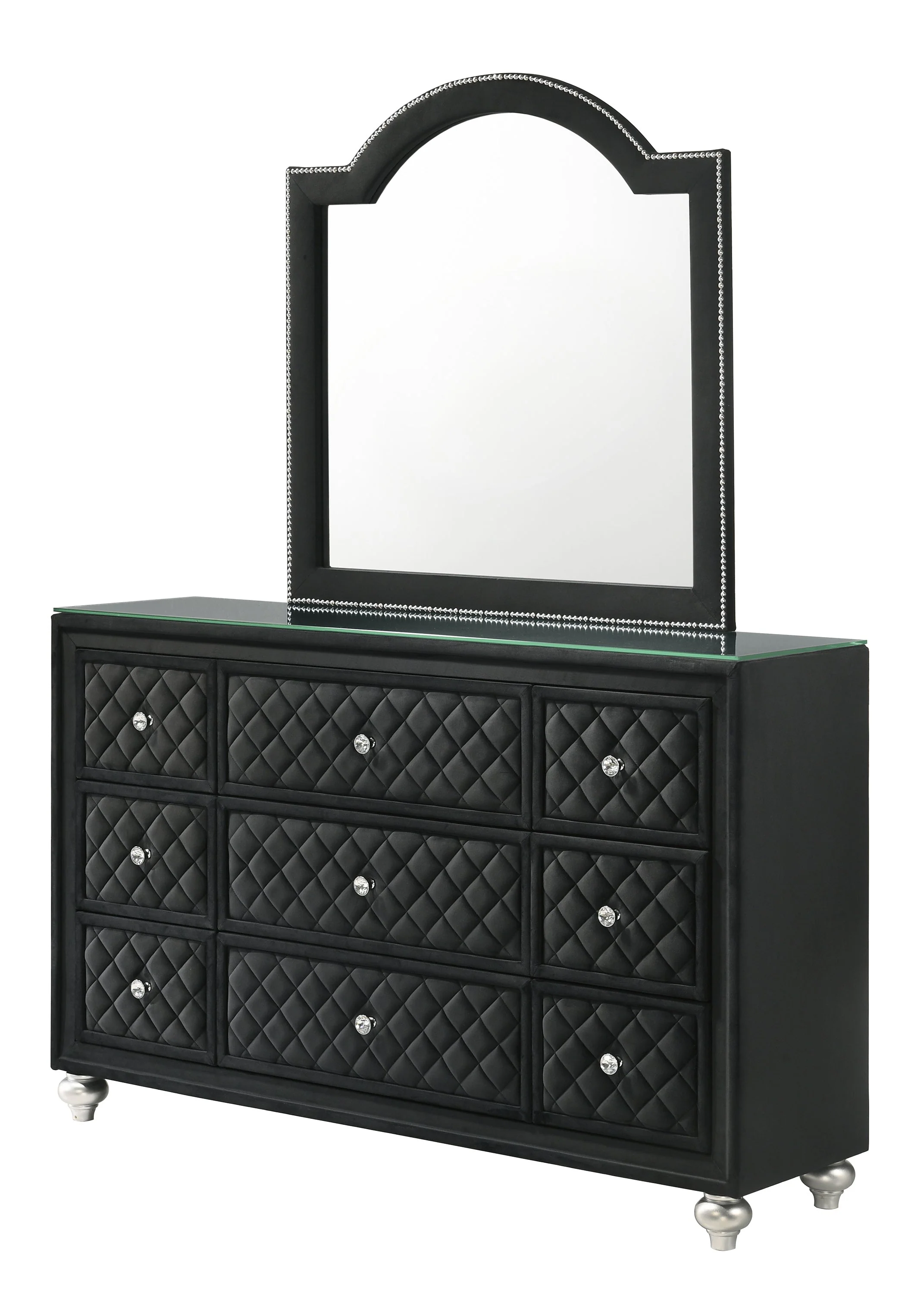 Cameo Black Upholstered Panel Bedroom Set - Image 4