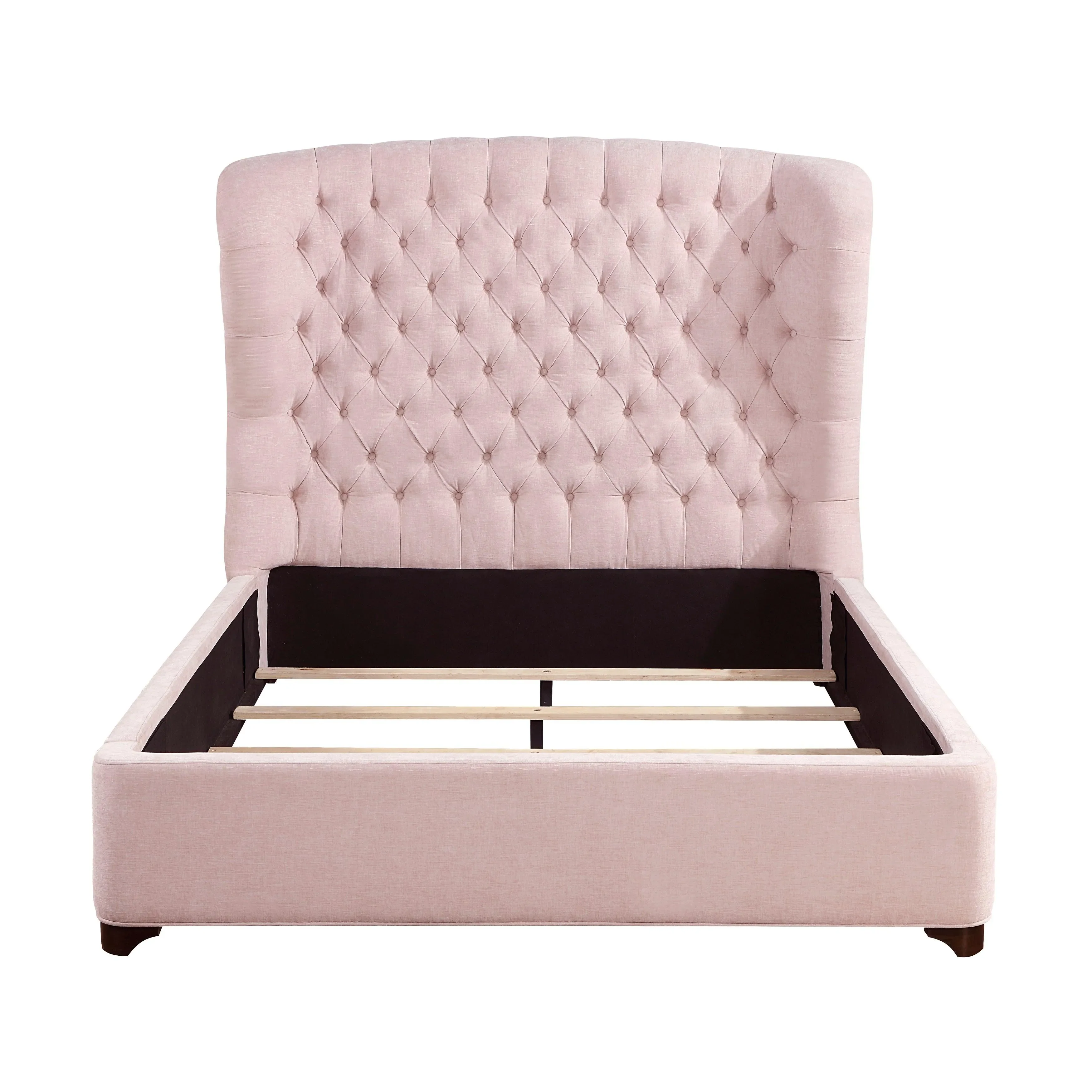Cameo Pink Full Upholstered Wingback Bed - Image 3