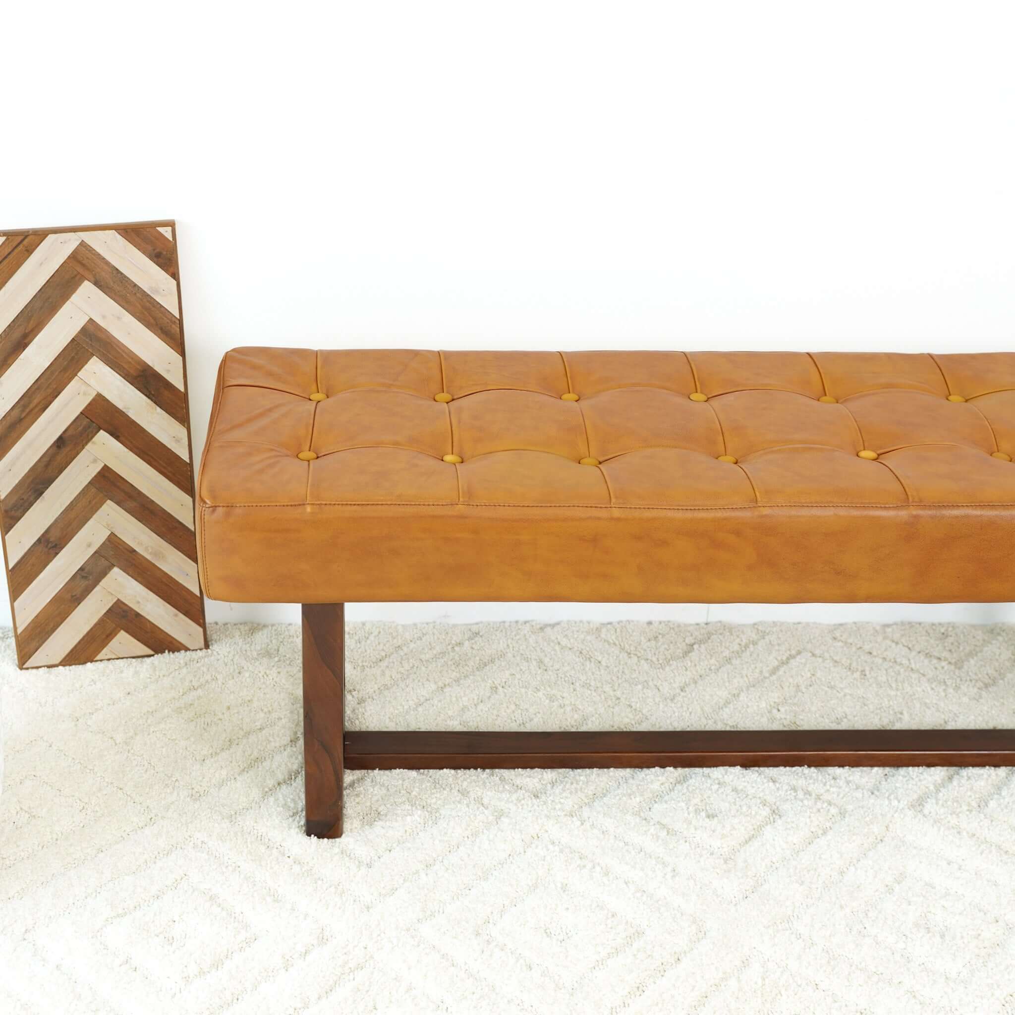 Cameron Tan Leather Bench - Image 4